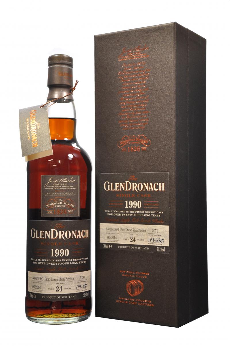 glendronach 1990-2014, 24 year old, cask number 2970, batch 10 speyside single malt scotch whisky