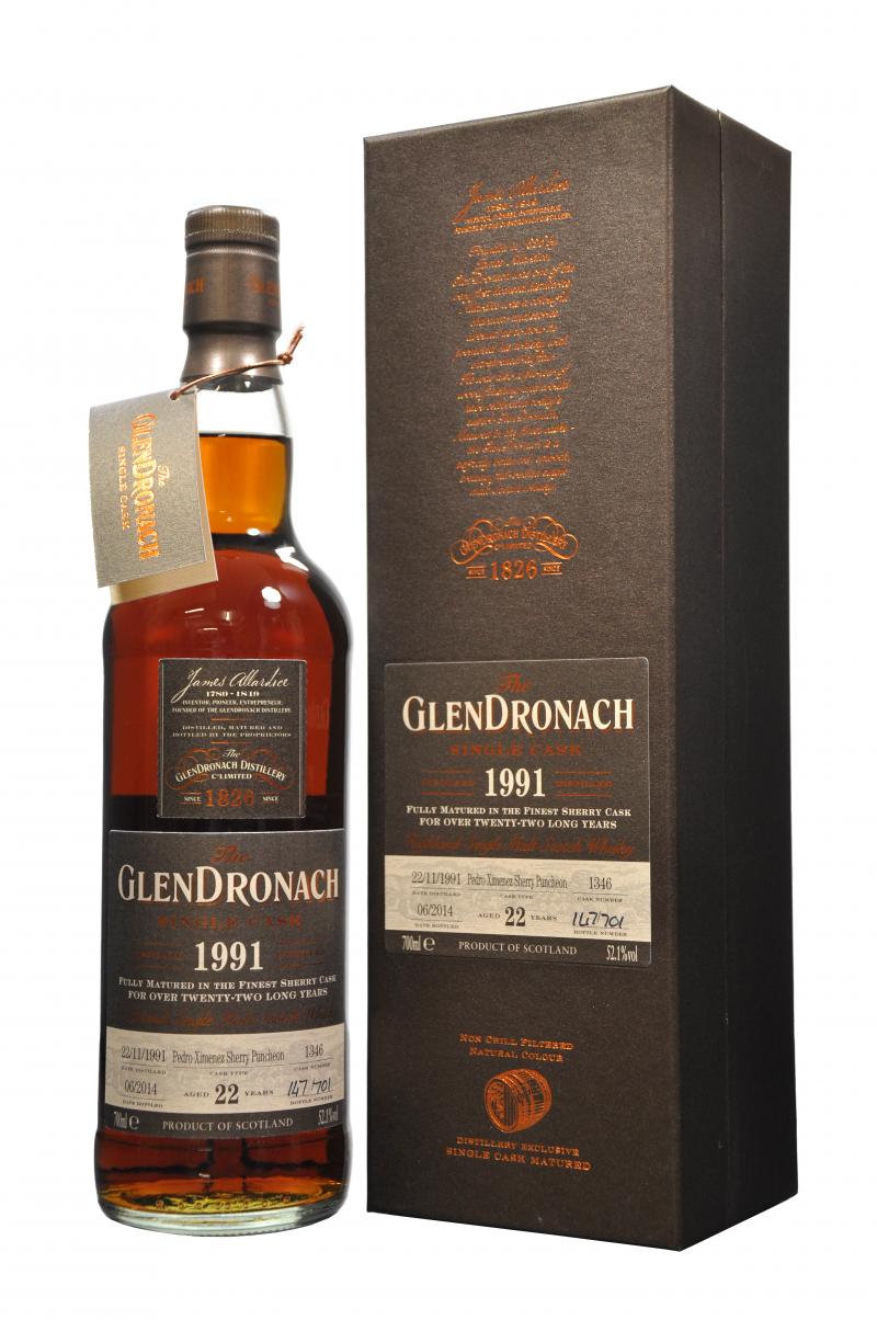 glendronach 1991-2014, 22 year old, cask number 1346, batch 10 speyside single malt scotch whisky