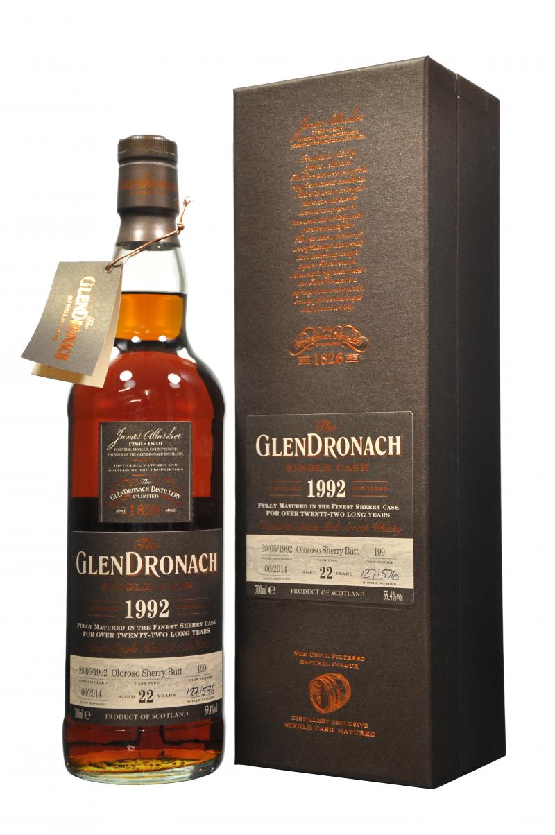 glendronach 1992-2014, 22 year old, cask number 199, batch 10 speyside single malt scotch whisky