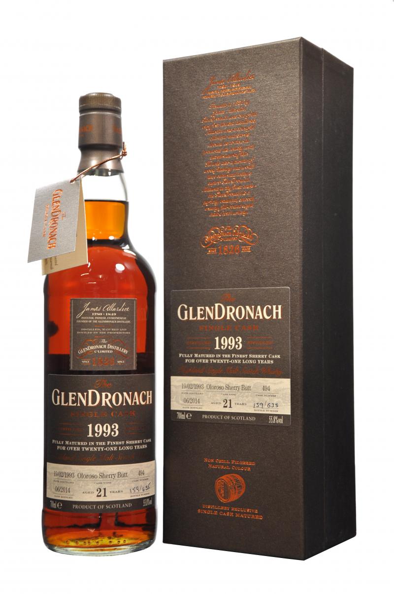 glendronach 1993-2014, 21 year old, cask number 494, batch 10 speyside single malt scotch whisky