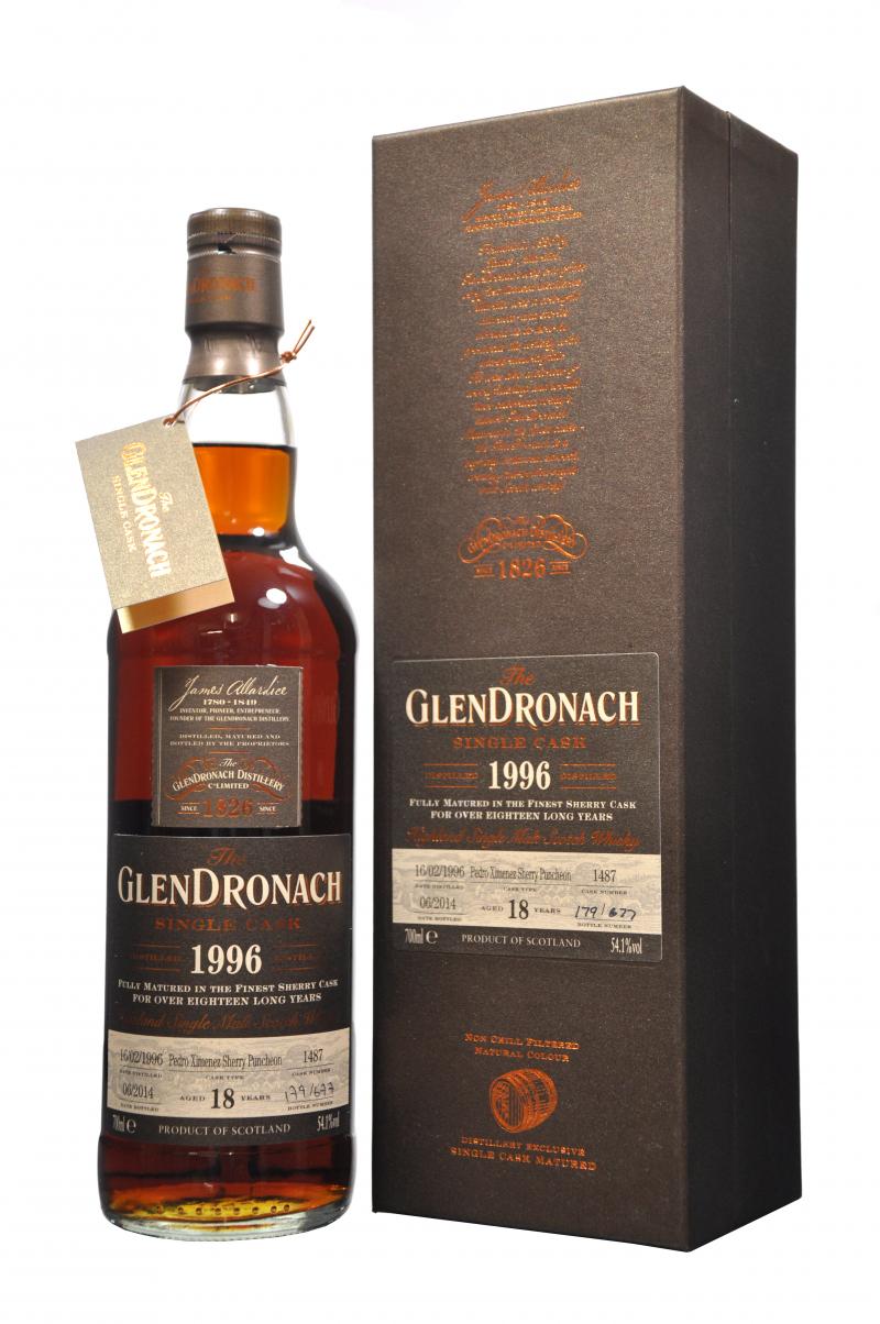 glendronach 1996-2014, 18 year old, cask number 1487, batch 10 speyside single malt scotch whisky