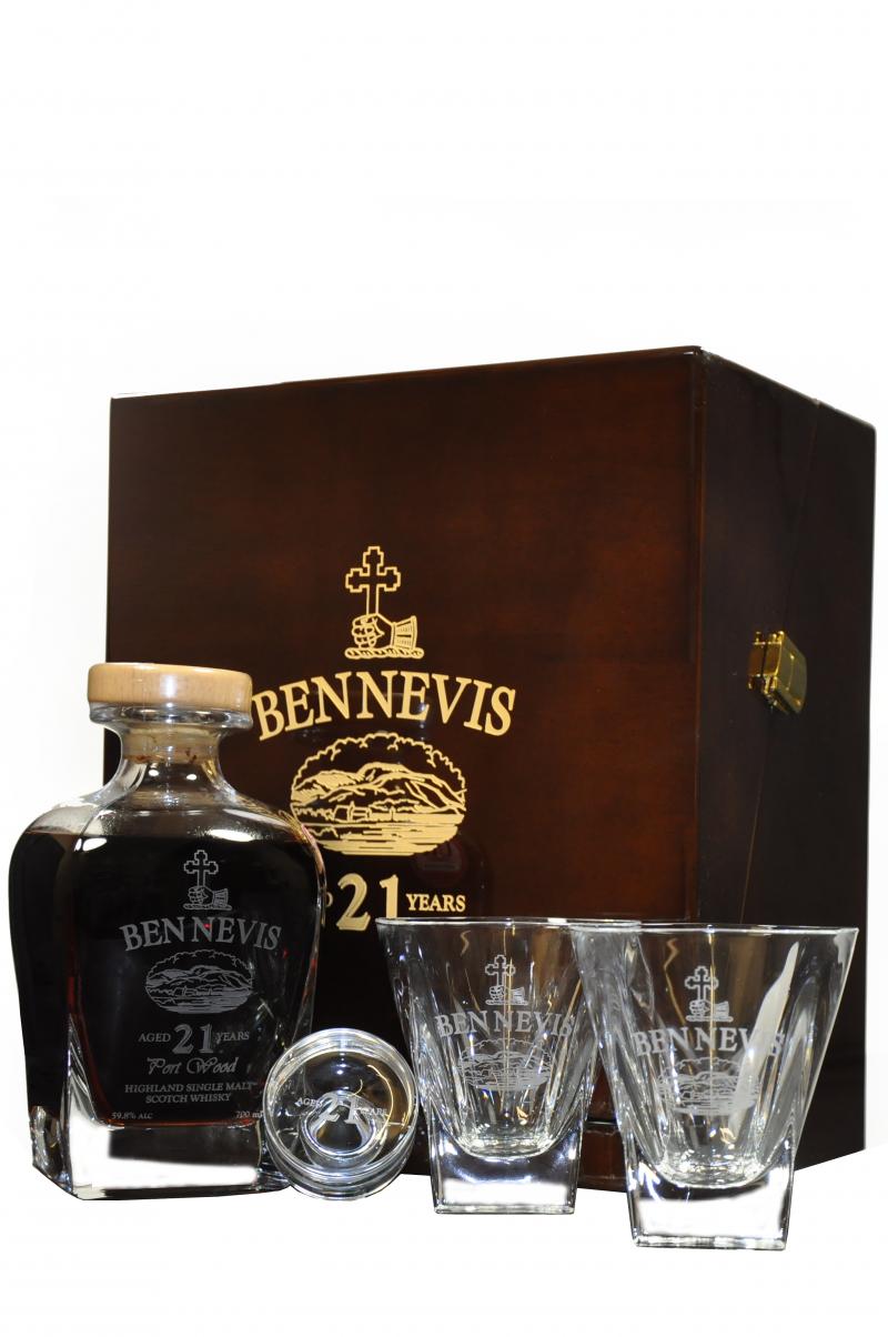 ben nevis 21 year old decanter glasspack, highland single malt scotch whisky