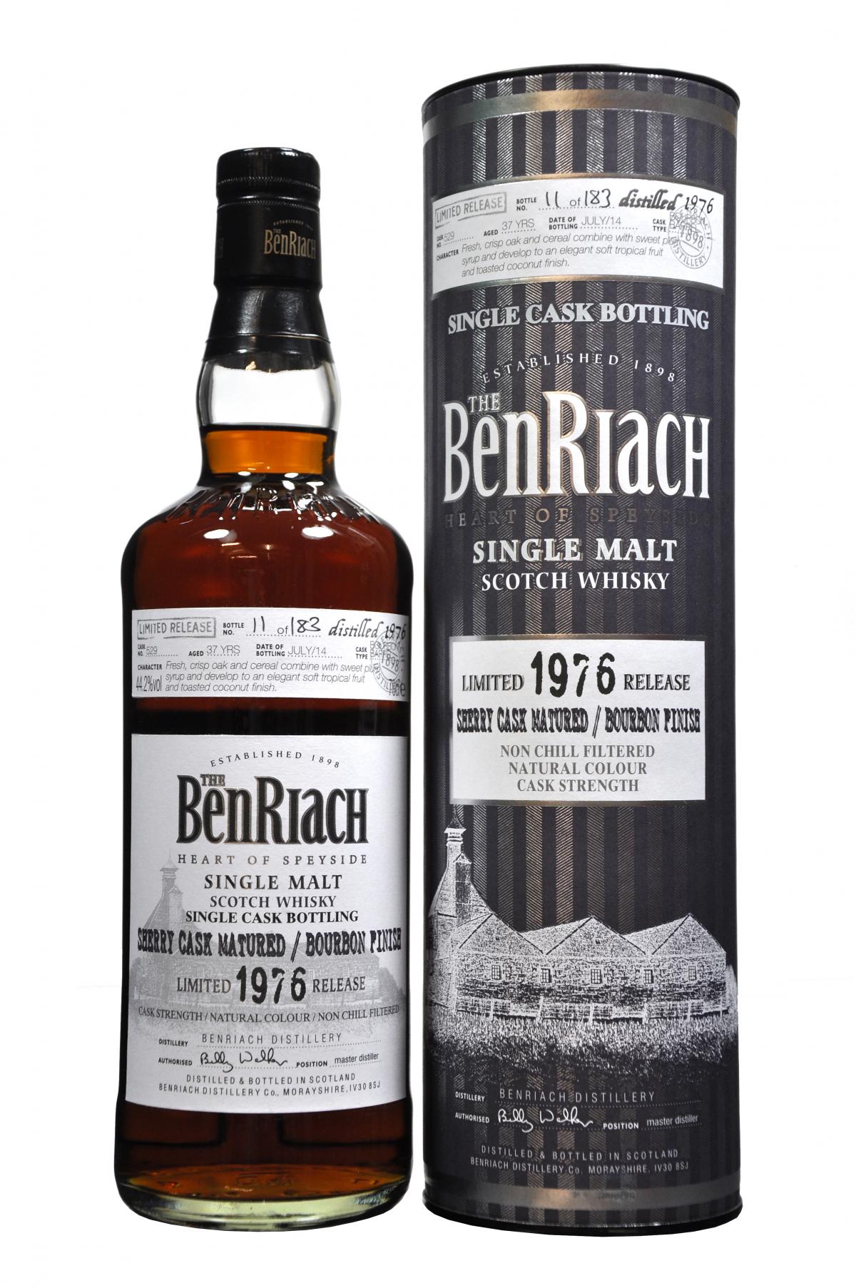 benriach 1976-2014, 37 year old, cask number 529 , batch 11 speyside single malt scotch whisky