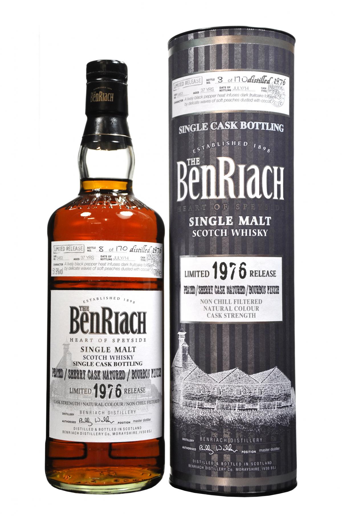 benriach 1976-2014, 37 year old, cask number 5463, batch 11 speyside single malt scotch whisky