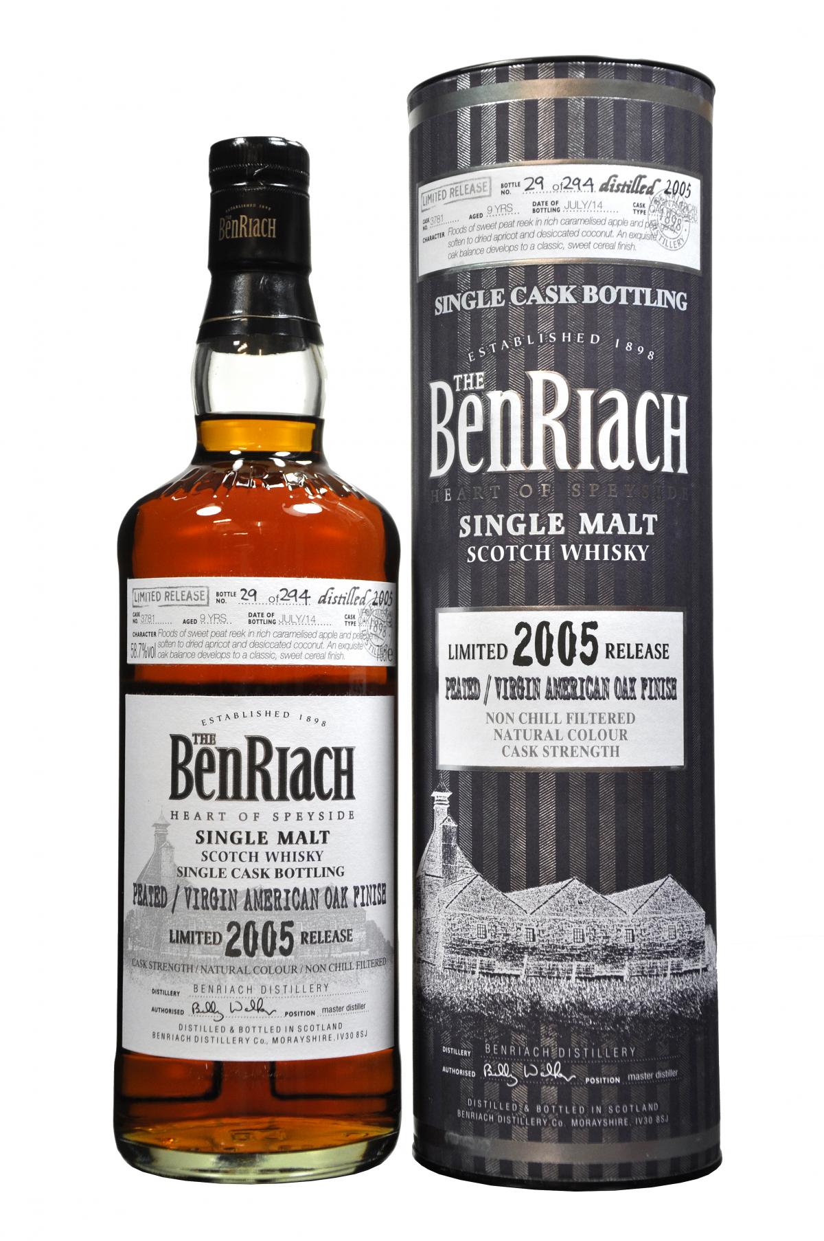 benriach 2005-2014, 9 year old, cask number 3781, batch 11 speyside single malt scotch whisky