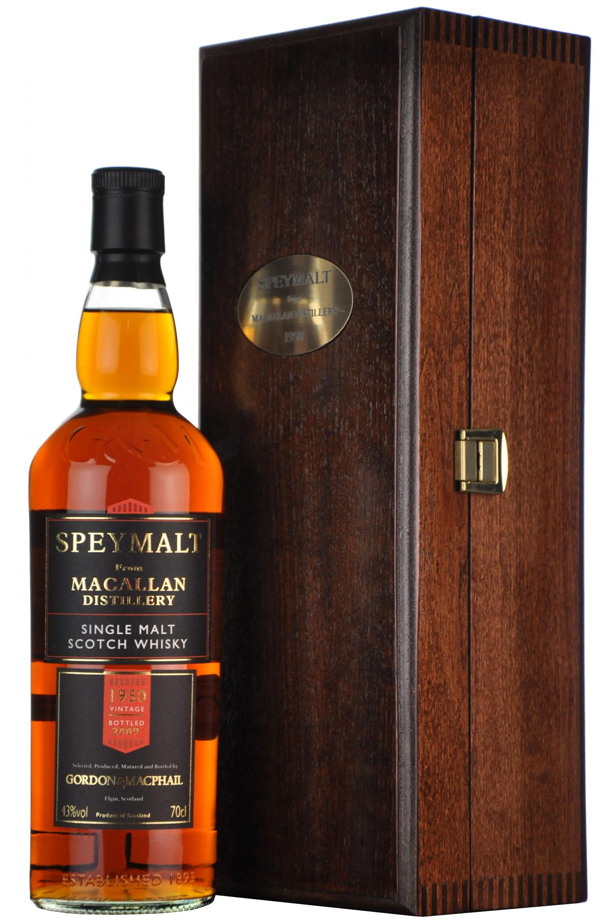 macallan 1950-2009 speymalt, gordon and macphail speyside single malt scotch whisky whiskey