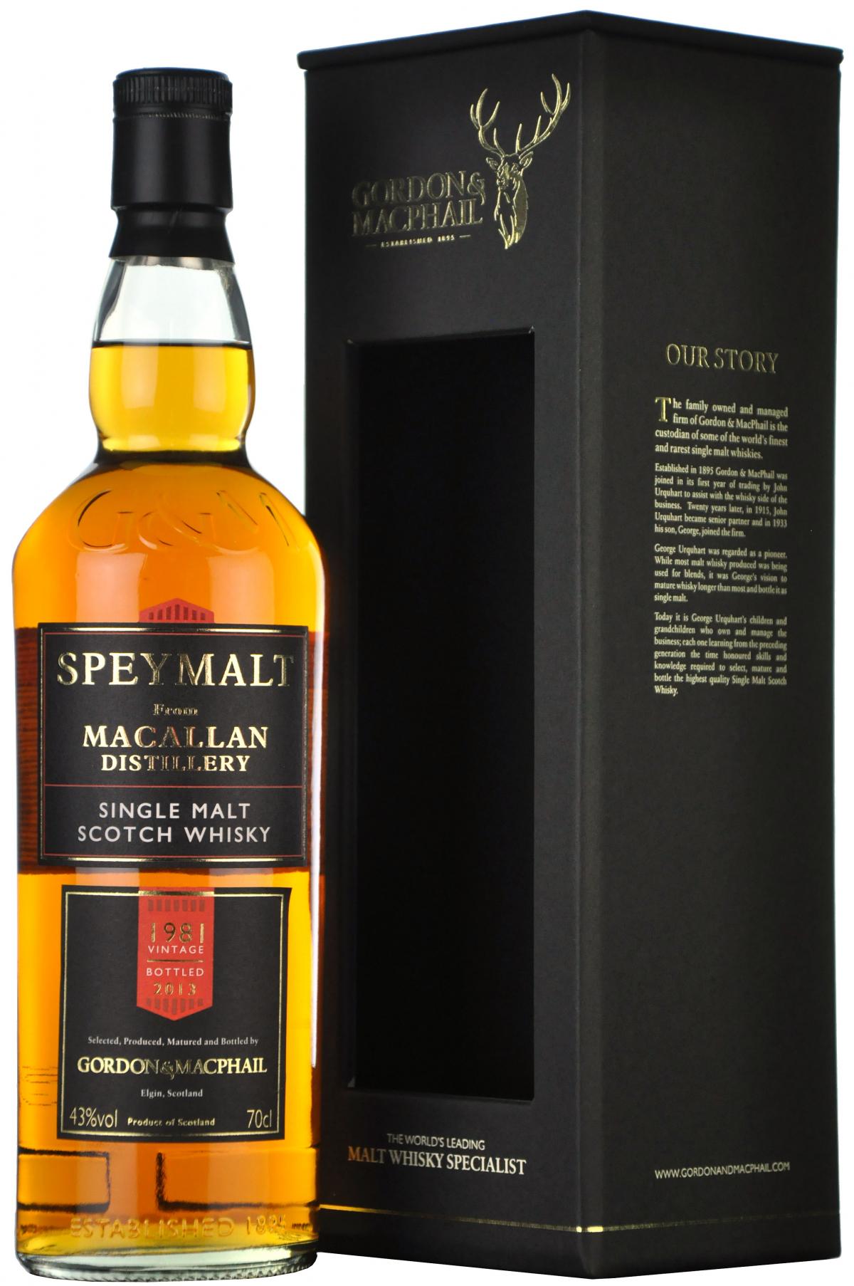 macallan 1981-2013 speymalt, gordon and macphail speyside single malt scotch whisky whiskey