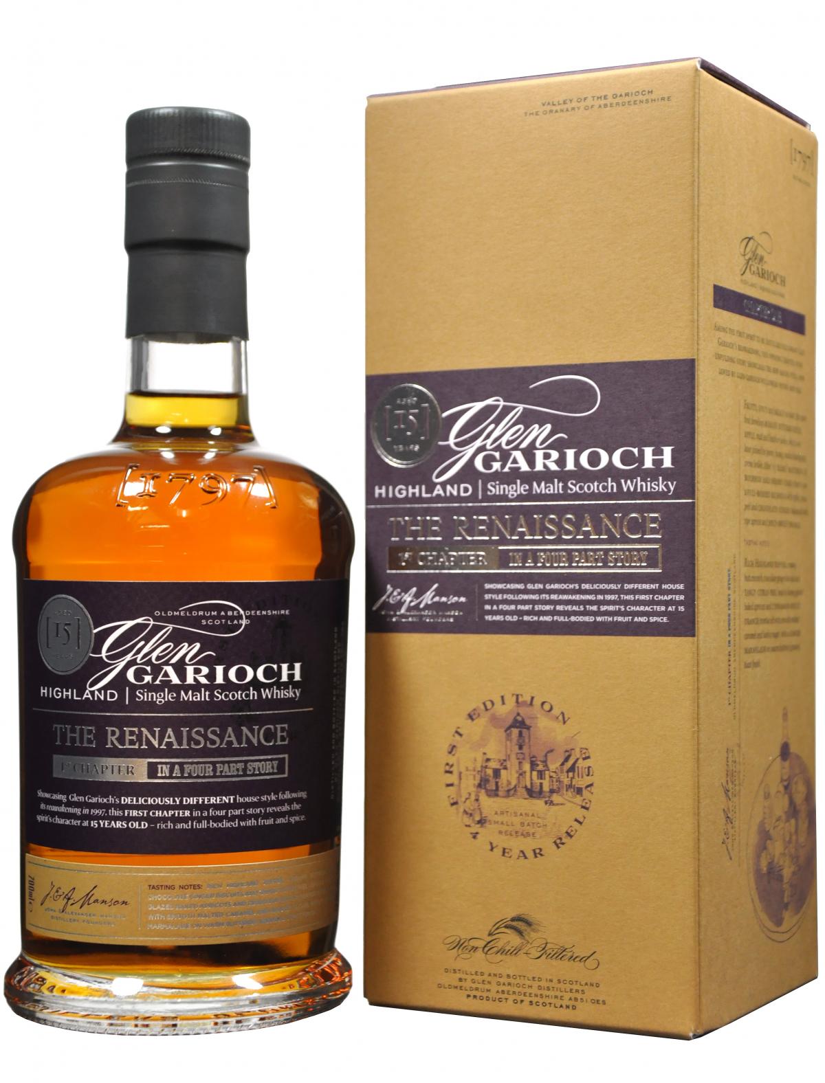 glen garioch 15 year old, the renaissance 1st chapter, single highland malt whisky