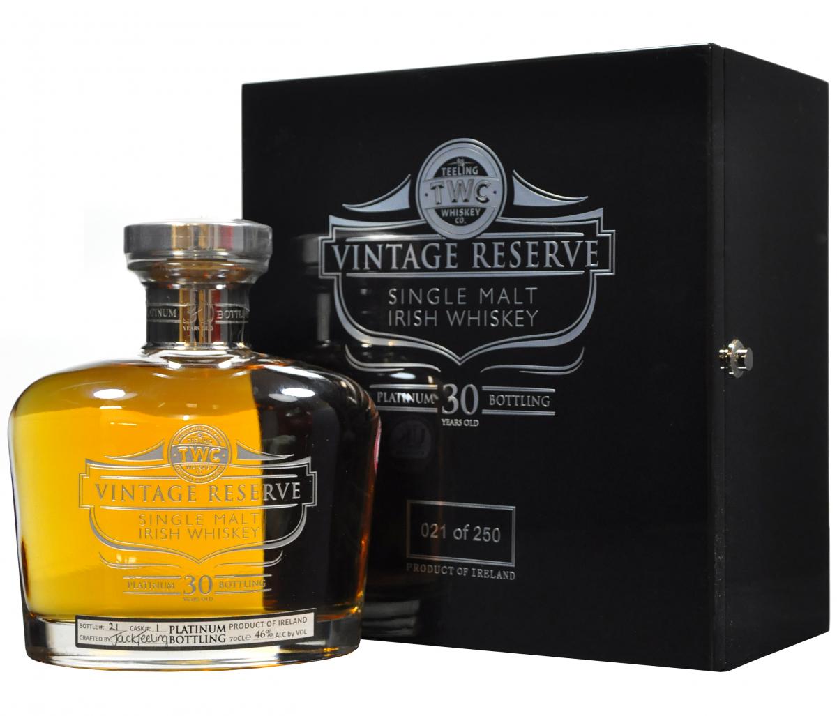 teeling vintage reserve, 30 year old, irish whiskey