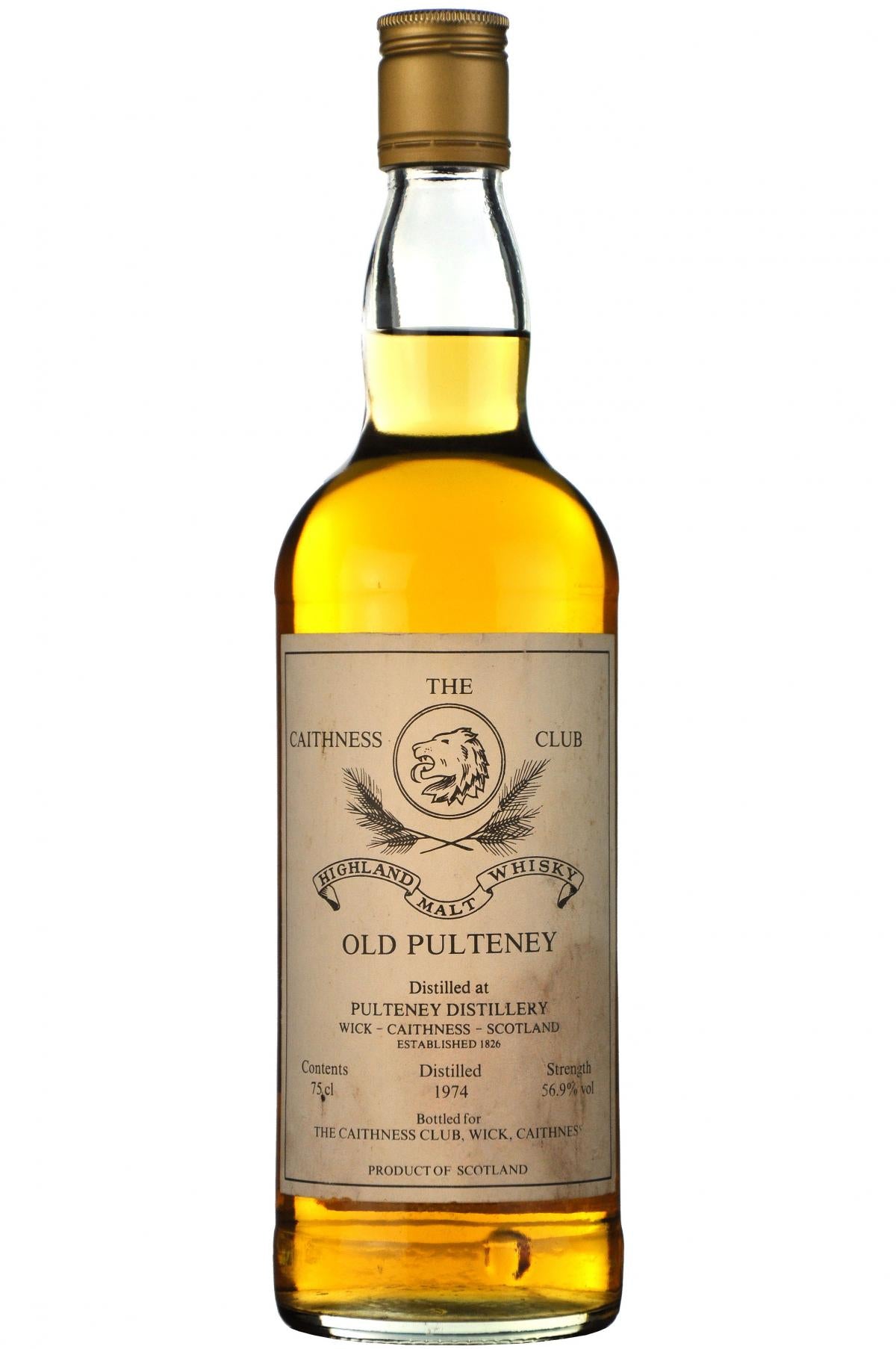 old pulteney 1974, the caithness club 1980s, highland single malt scotch whisky