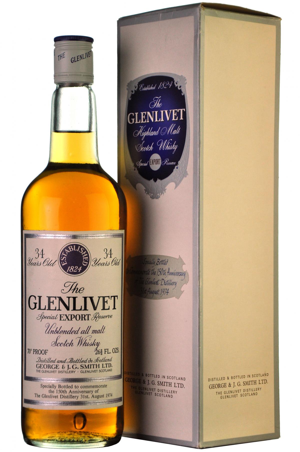 Glenlivet 34 Year Old 150th Anniversary 1824-1974