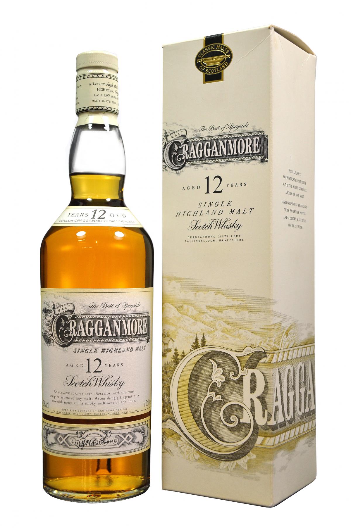 cragganmore 12 year old 1990s, speyside single malt scotch whisky