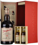 glenfarclas 15 year old + 2 miniatures, whisky gift pack, speyside single malt scotch whisky