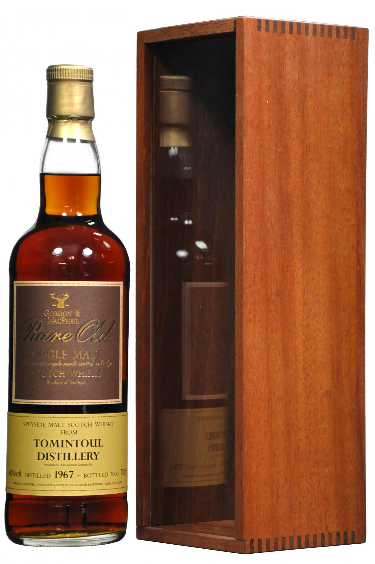 Tomintoul 1967-2000, rare old bottled by gordon and macphail, speyside single malt scotch whisky