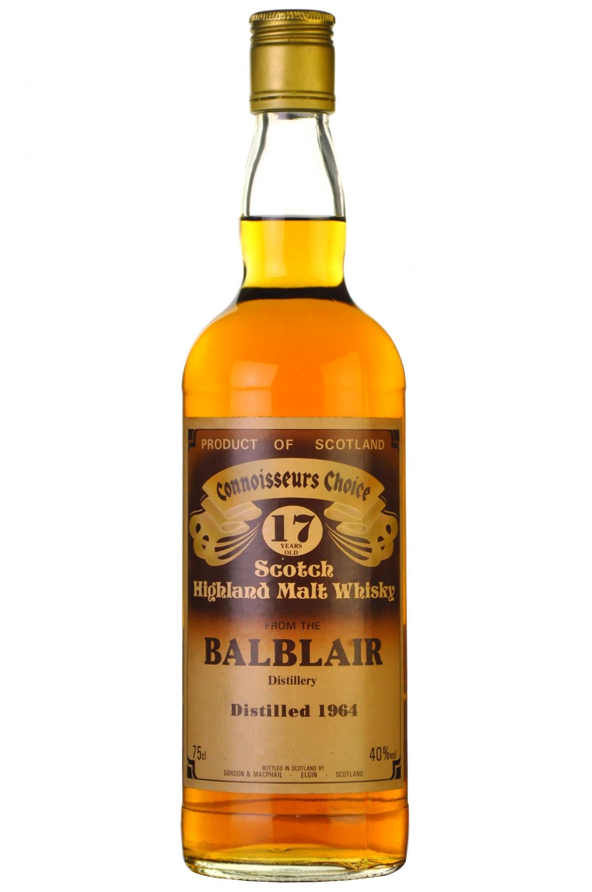balblair 1964 - 17 year old - connoisseurs choice 1980s gordon and macphail, highland single malt scotch whisky