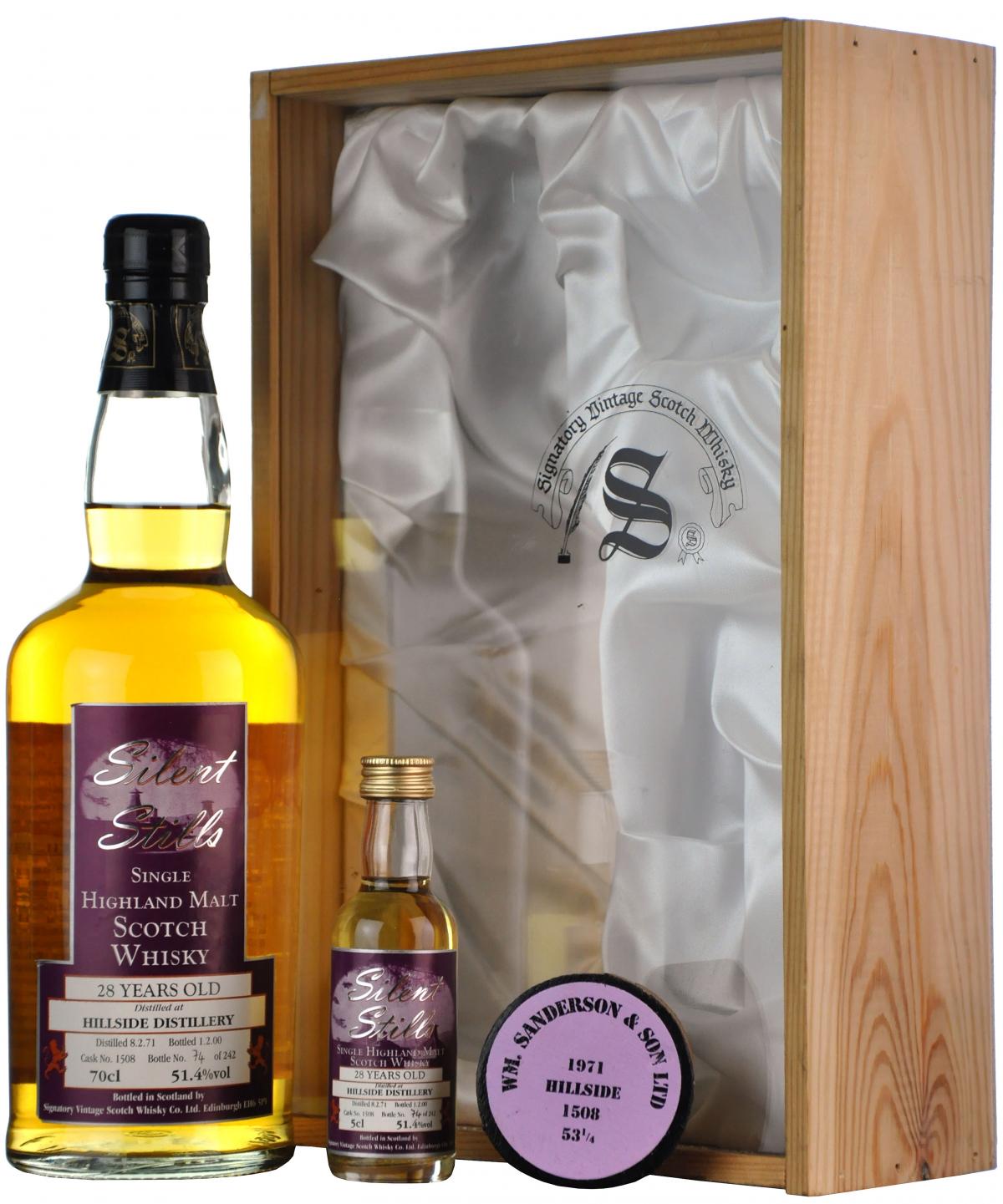 hillside 1971-2000, 28 year old, silent stills cask 1508 signatory vintage, highland single malt scotch whisky