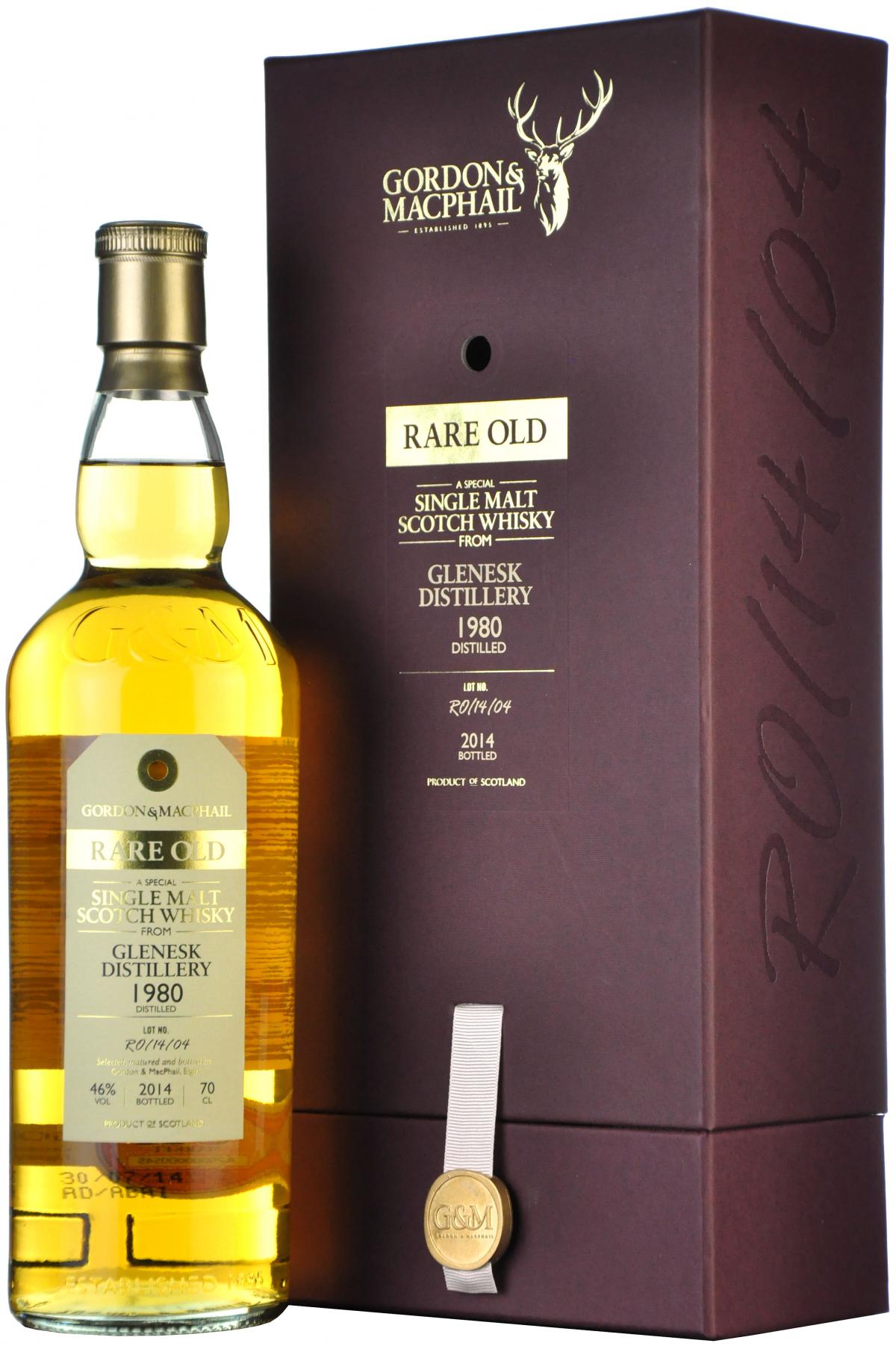 glenesk 1980-2014, rare old bottled by gordon and macphail, highland single malt scotch whisky