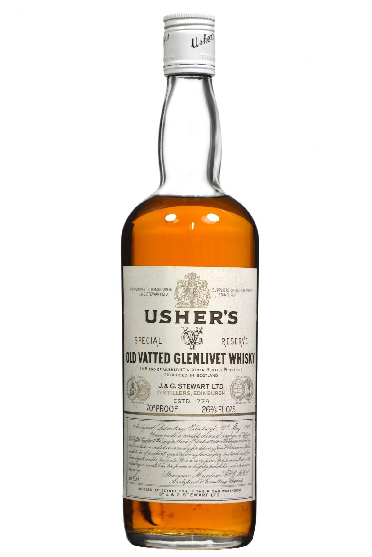 Ushers Old Vatted Glenlivet Whisky 1970s