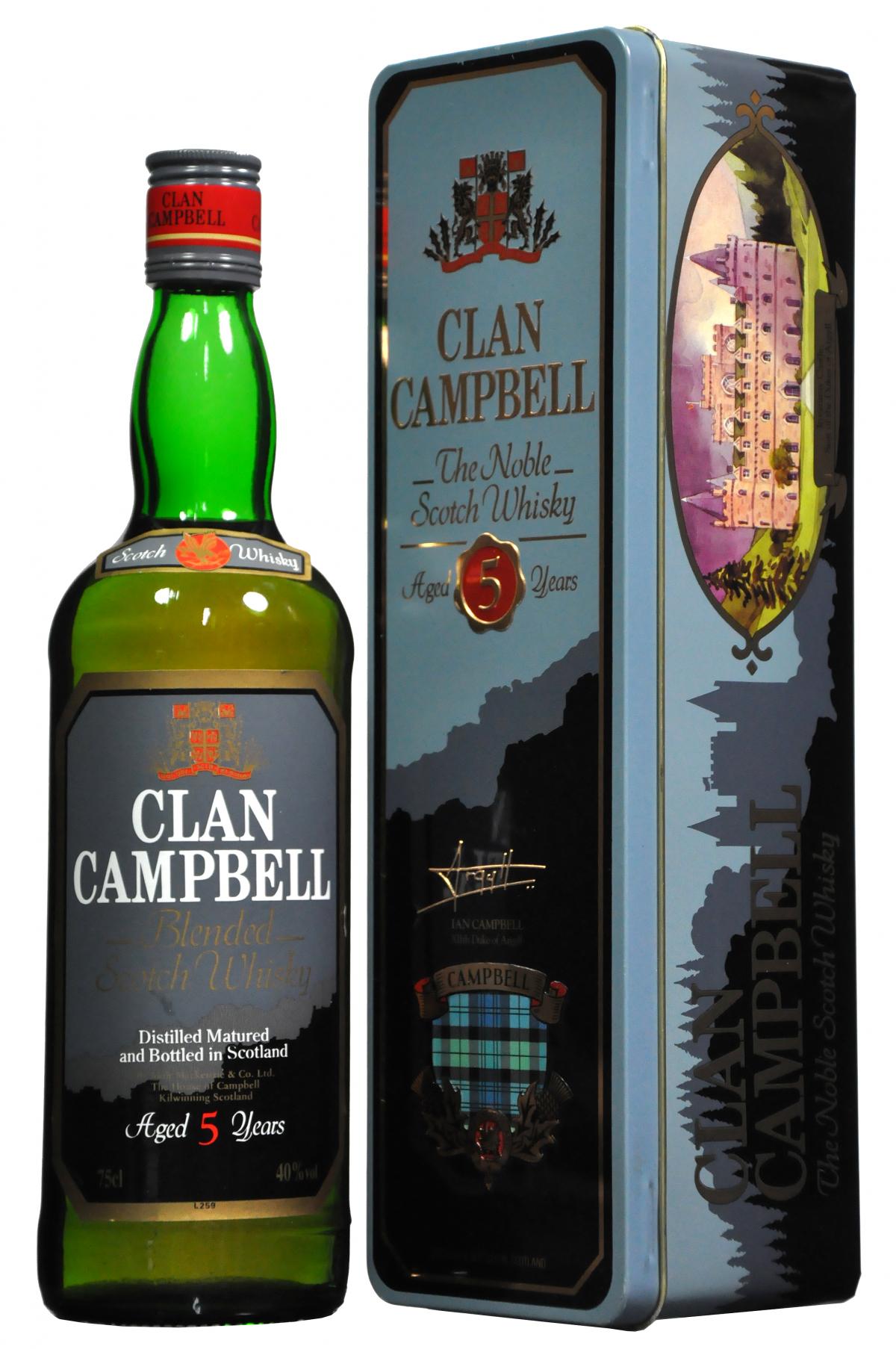 clan campbell 5 year old bottled 1980s blended soctch whisky