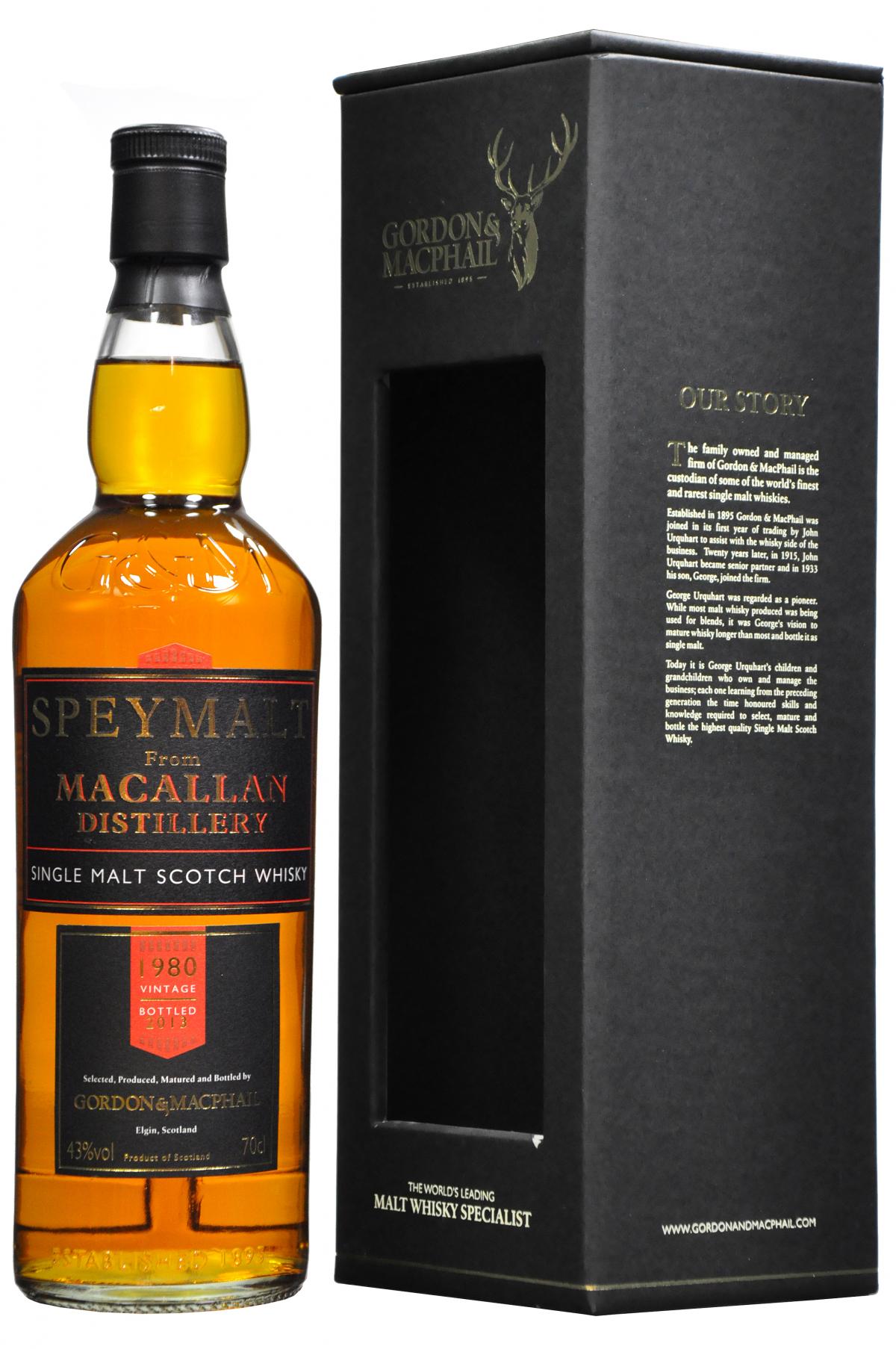 macallan 1980 speymalt, gordon and macphail speyside single malt scotch whisky whiskey