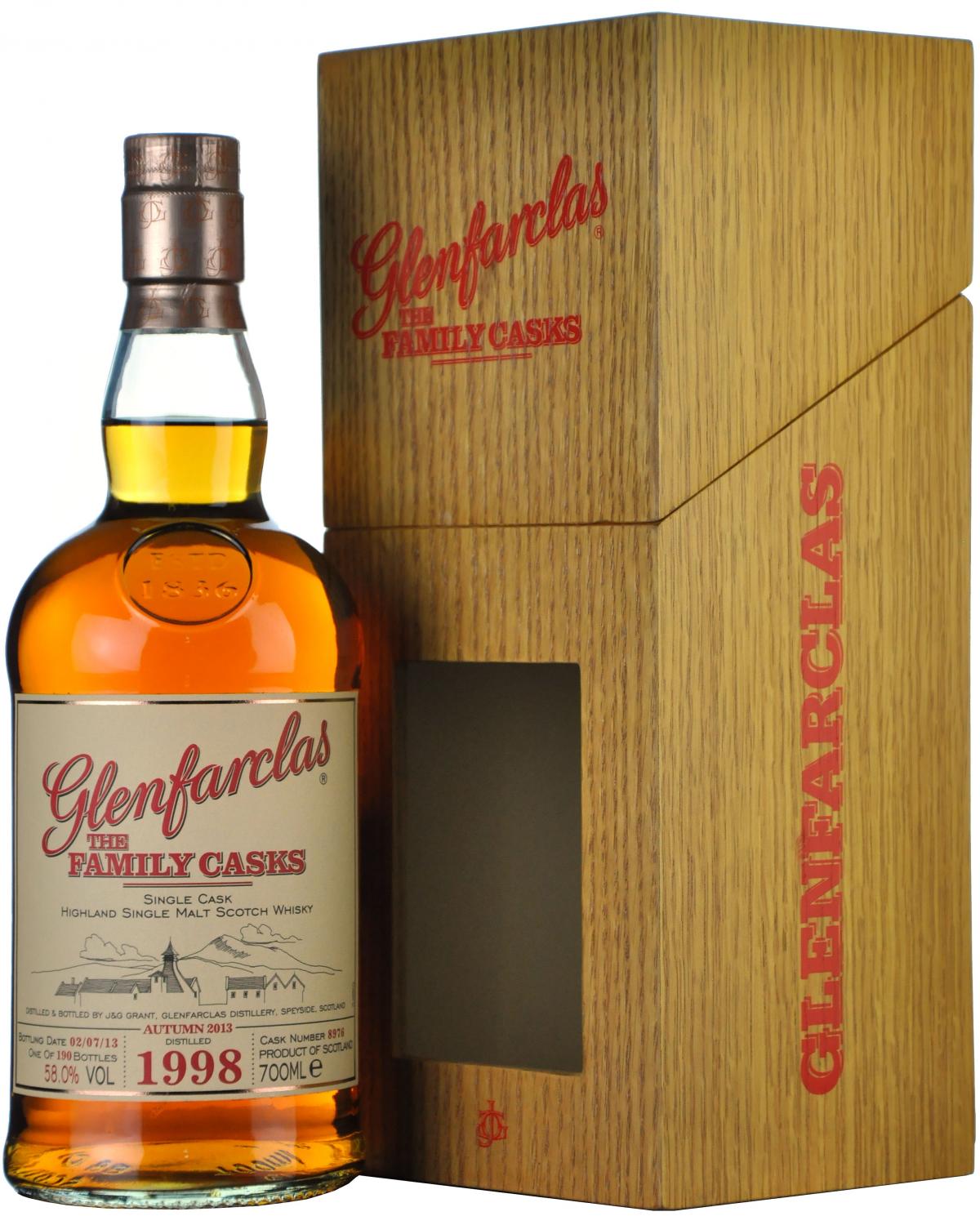 glenfarclas 1998-2013, the family cask 8976 one of 190 bottles