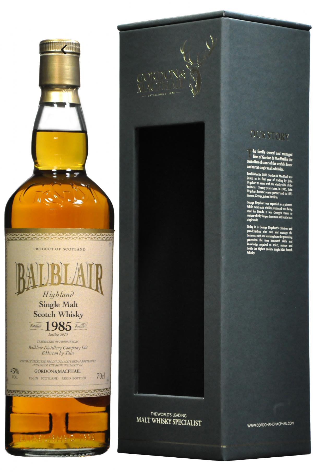 Balblair 1985-2015, gordon & macphail single malt scotch whisky