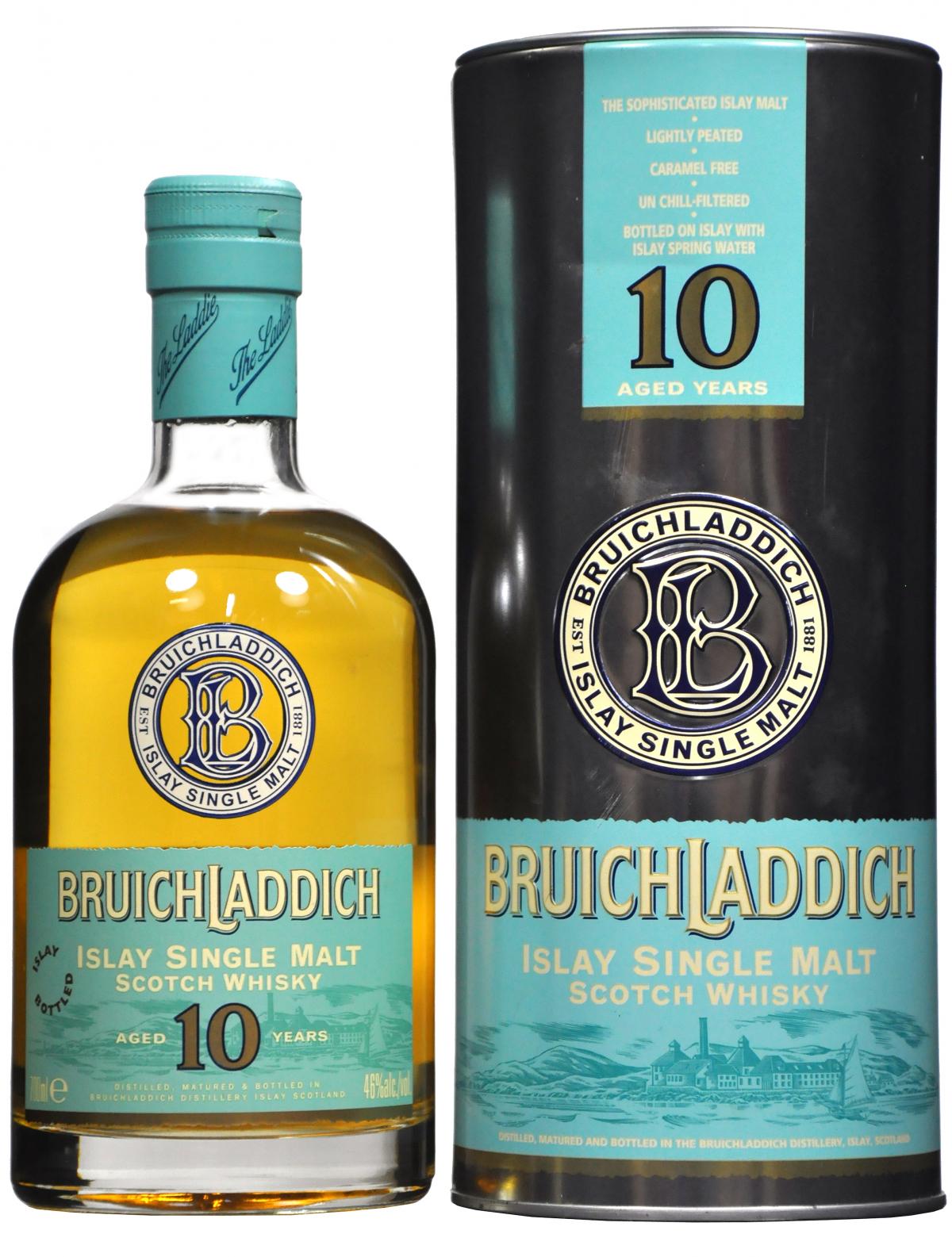 bruichladdich 10 year old, islay single malt scotch whisky