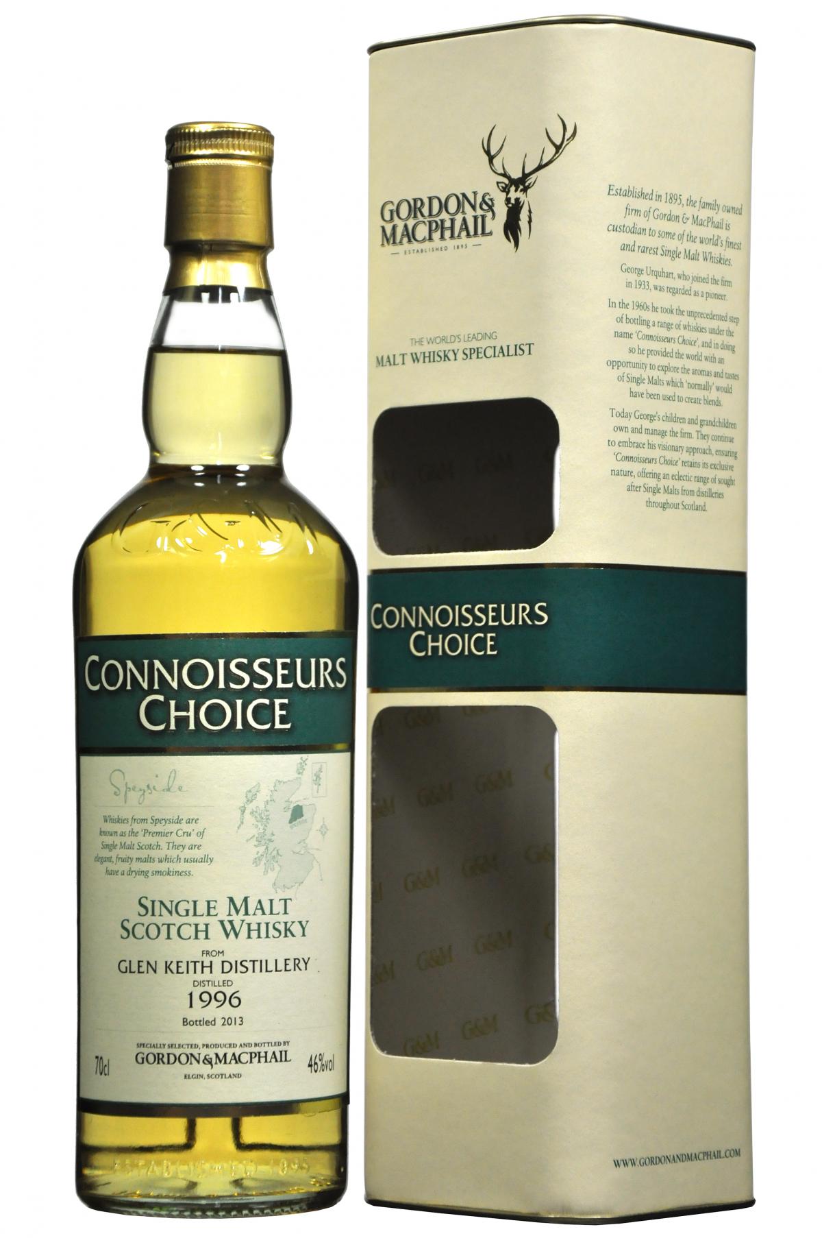 glen keith 1996, connoisseurs choice, gordon and macphail whisky,