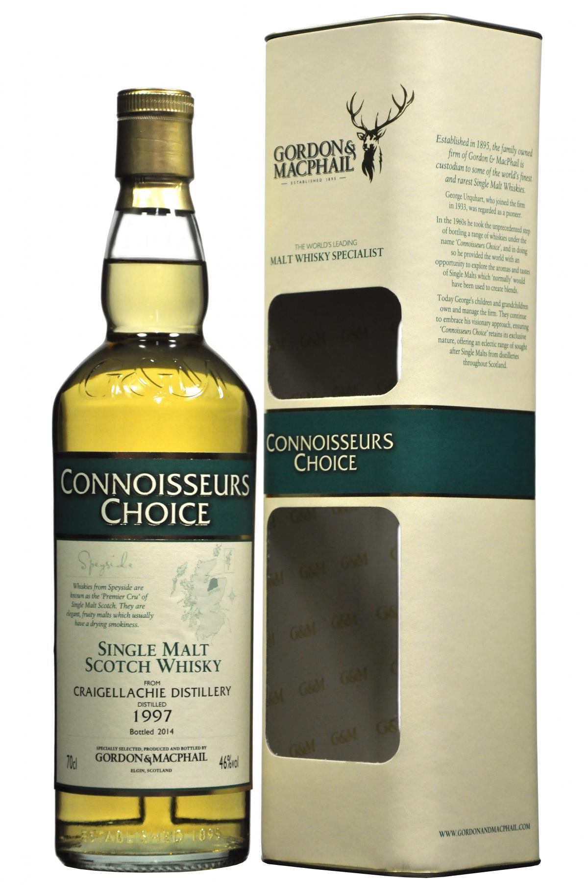 craigellachie 1997, connoisseurs choice, gordon and macphail whisky,