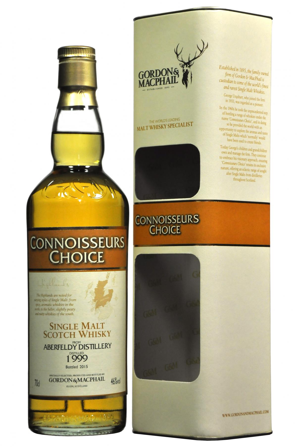 aberfeldy 1999, connoisseurs choice, gordon and macphail whisky,