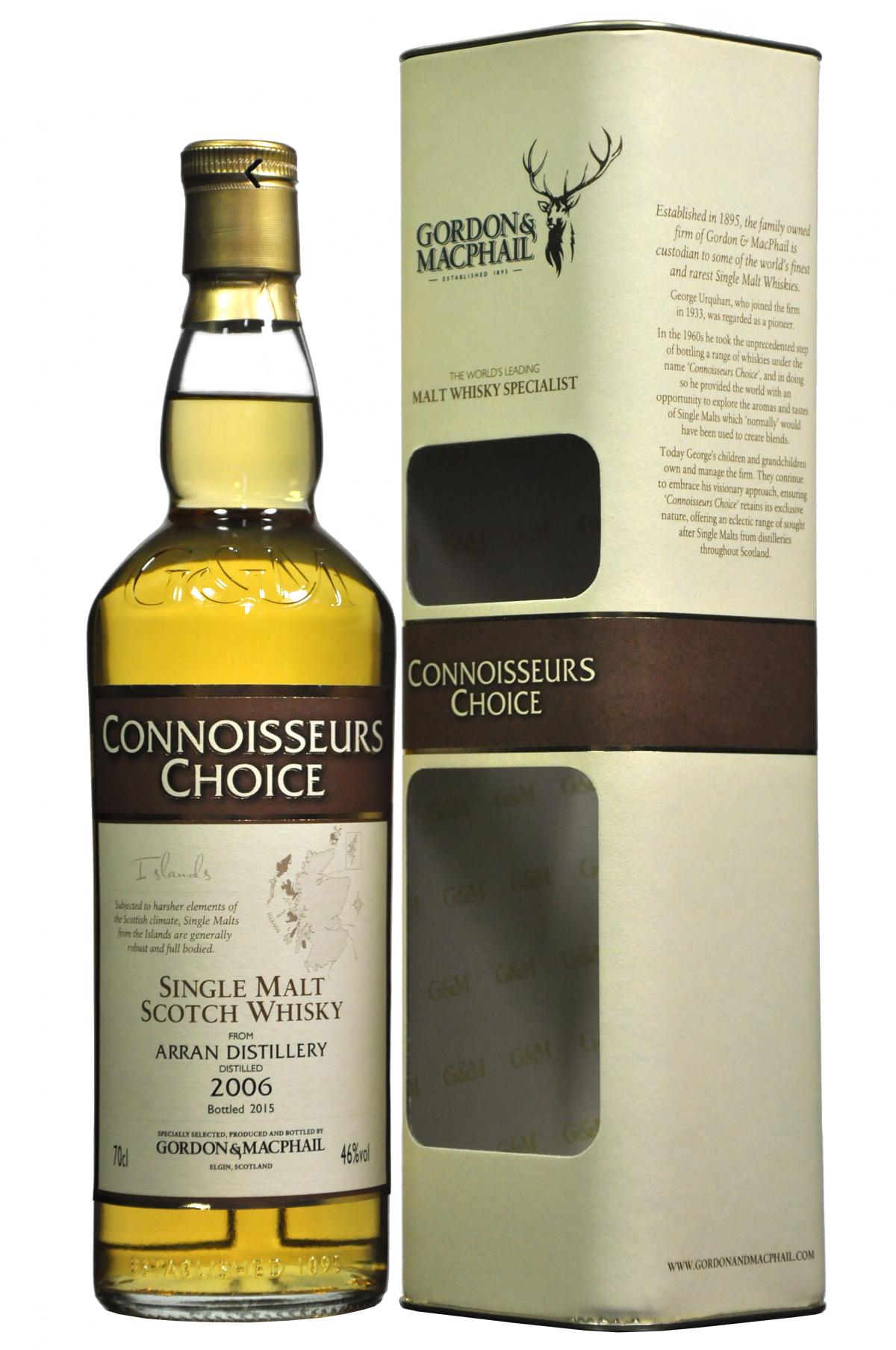 arran 2006, connoisseurs choice, gordon and macphail whisky,