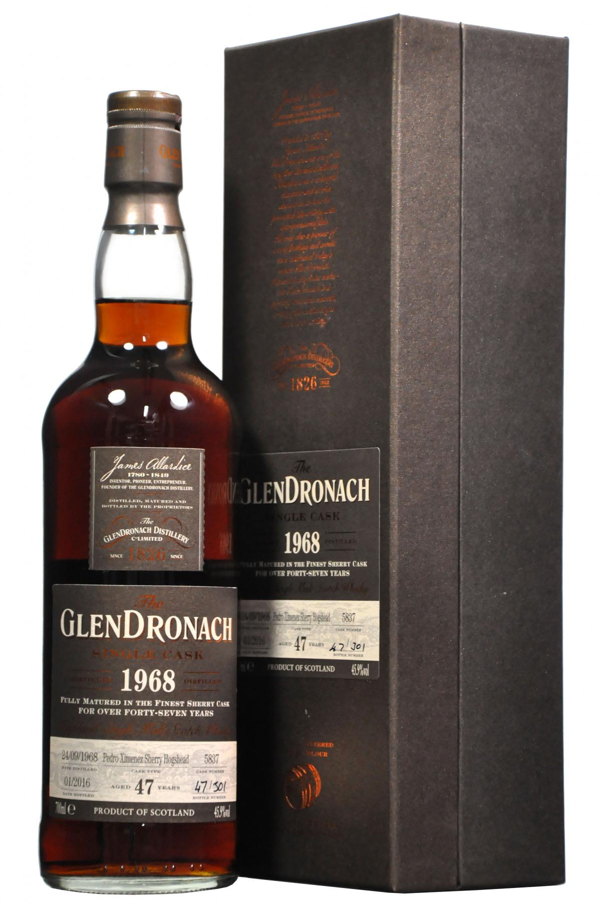 glendronach 1968, 47 year old, batch 13, bottled 2016,