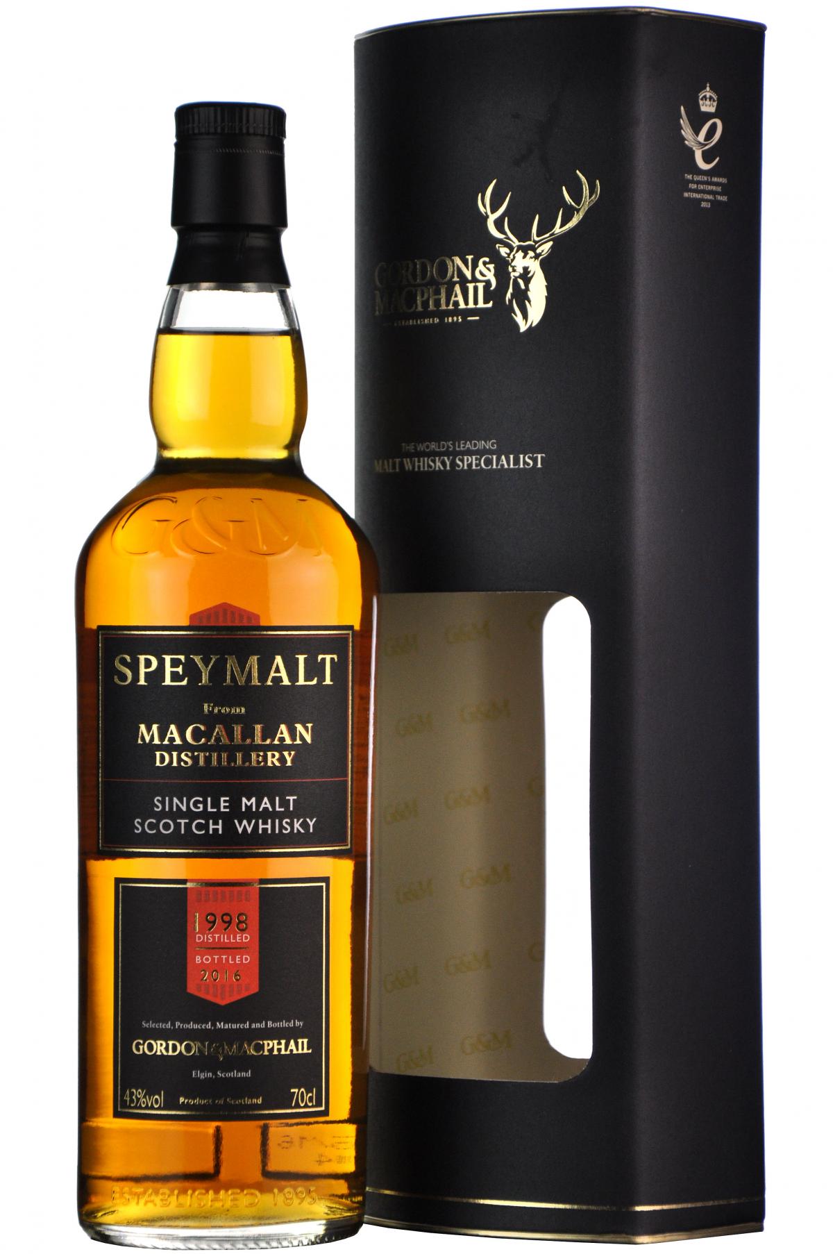 macallan 1998 speymalt, gordon and macphail speyside single malt scotch whisky whiskey