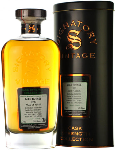 glen rothes 1990, 25 year old, signatory vintage cask 19011 + 19021,