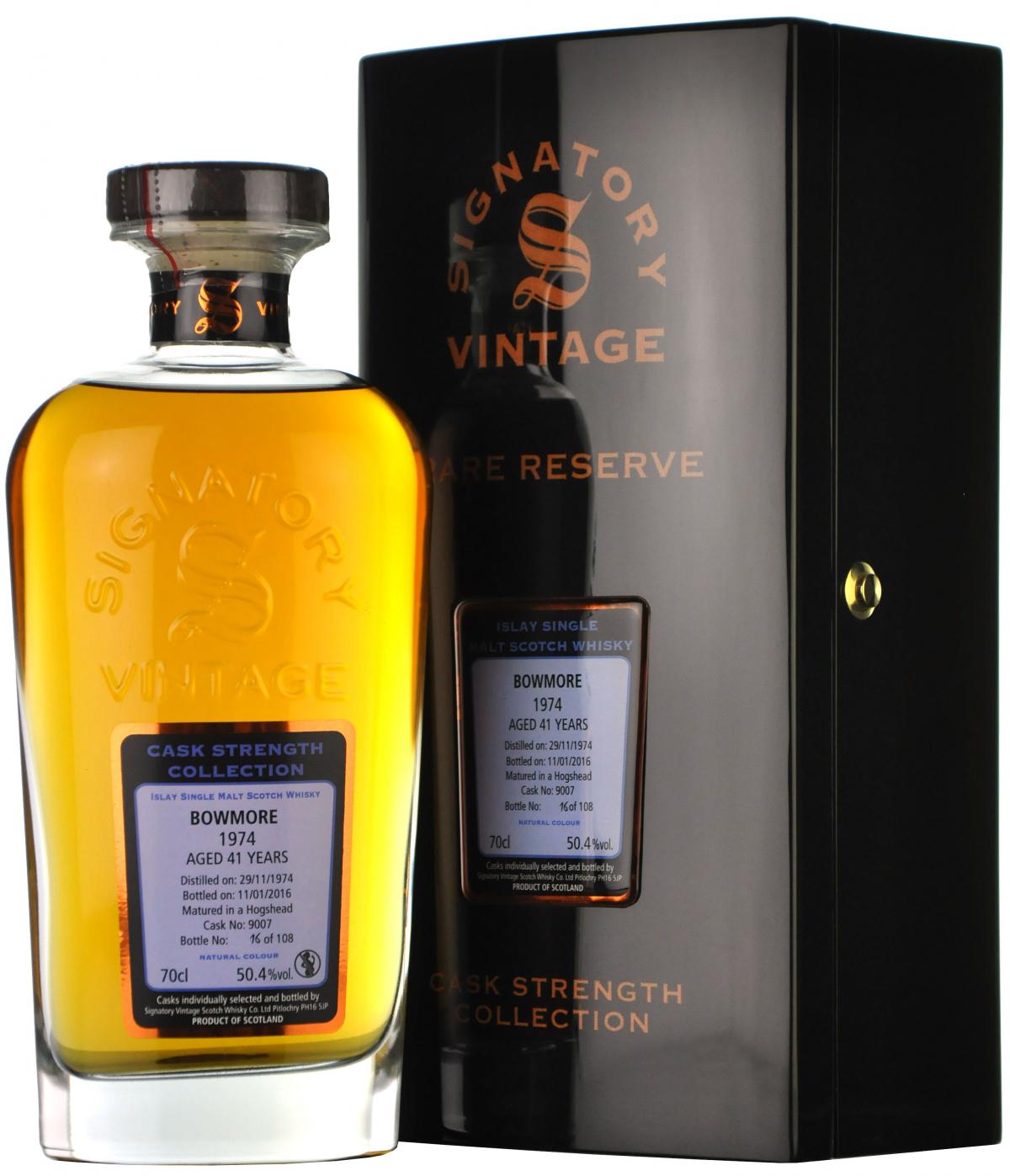 bowmore 1974, 41 year old, signatory vintage cask 9007,