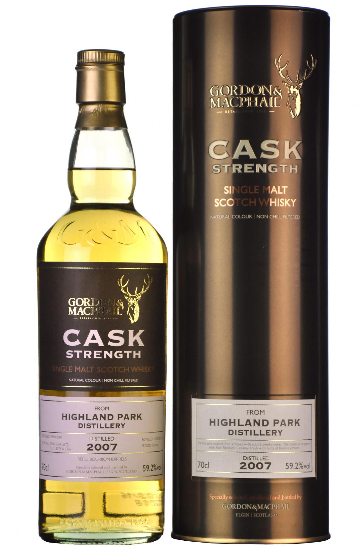 Highland Park 2007 bottled 2016 cask strength gordon and macphail