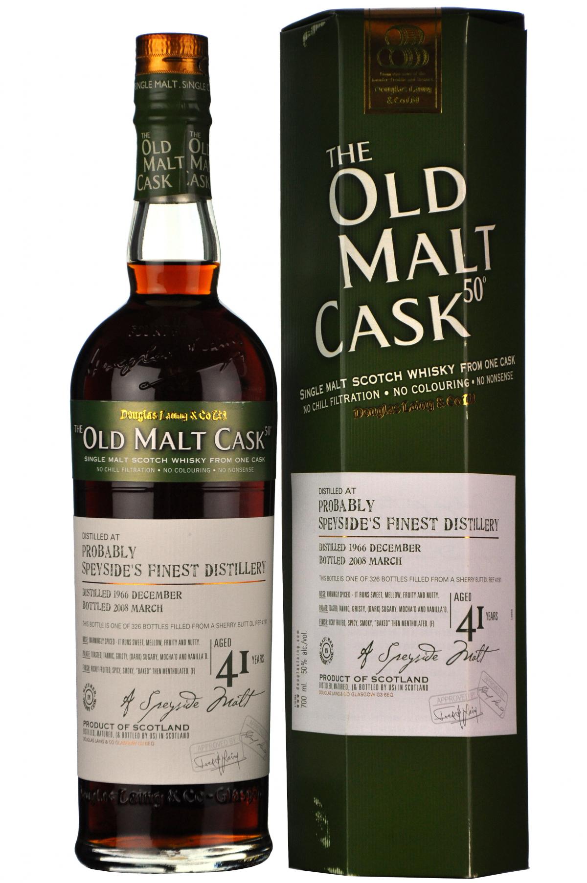 Probably Speysides Finest 1966-2008 | 41 Year Old | Old Malt Cask 4191