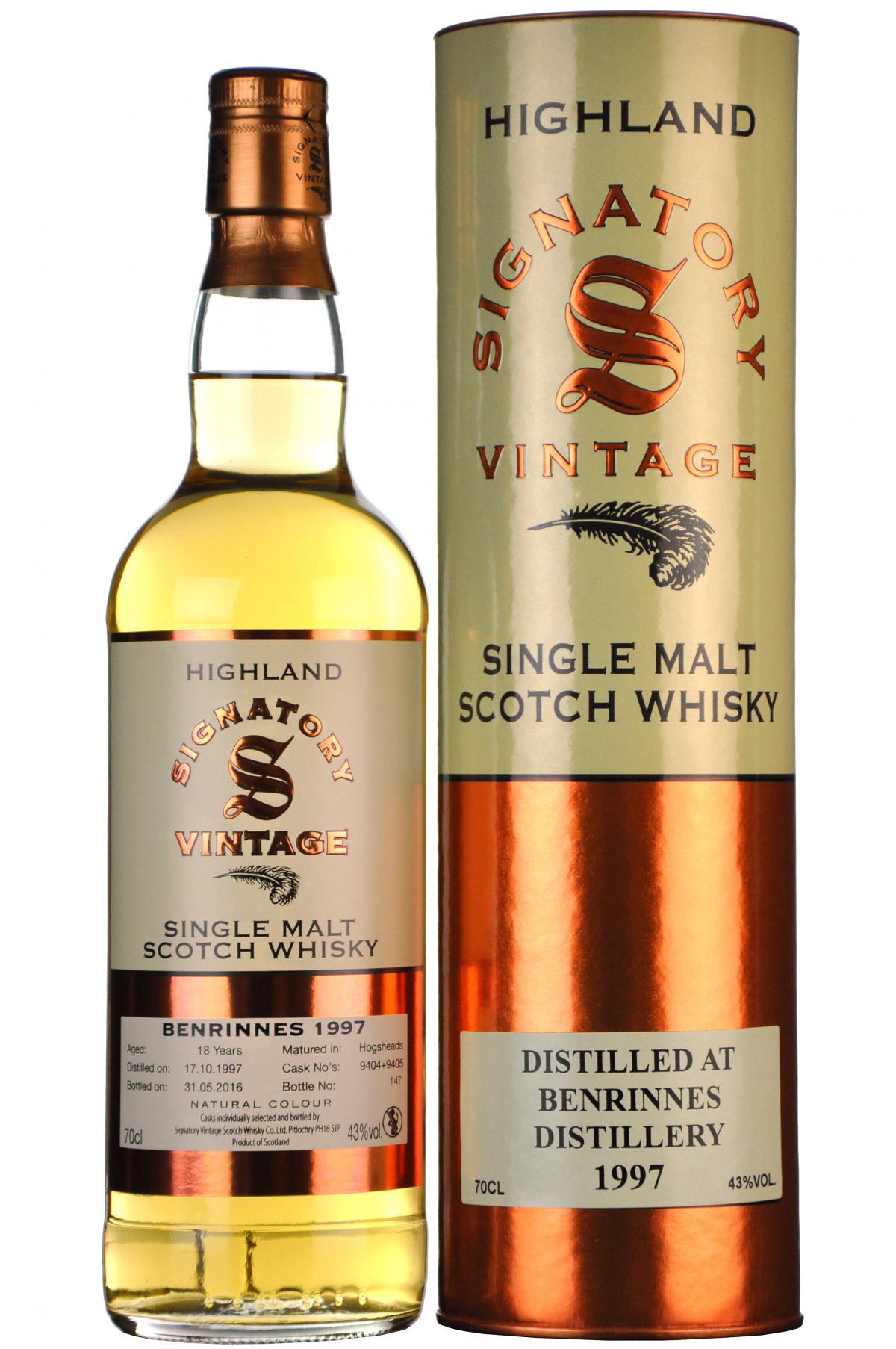 benrinnes 1997, 18 year old, signatory vintage cask 9404 + 9405,