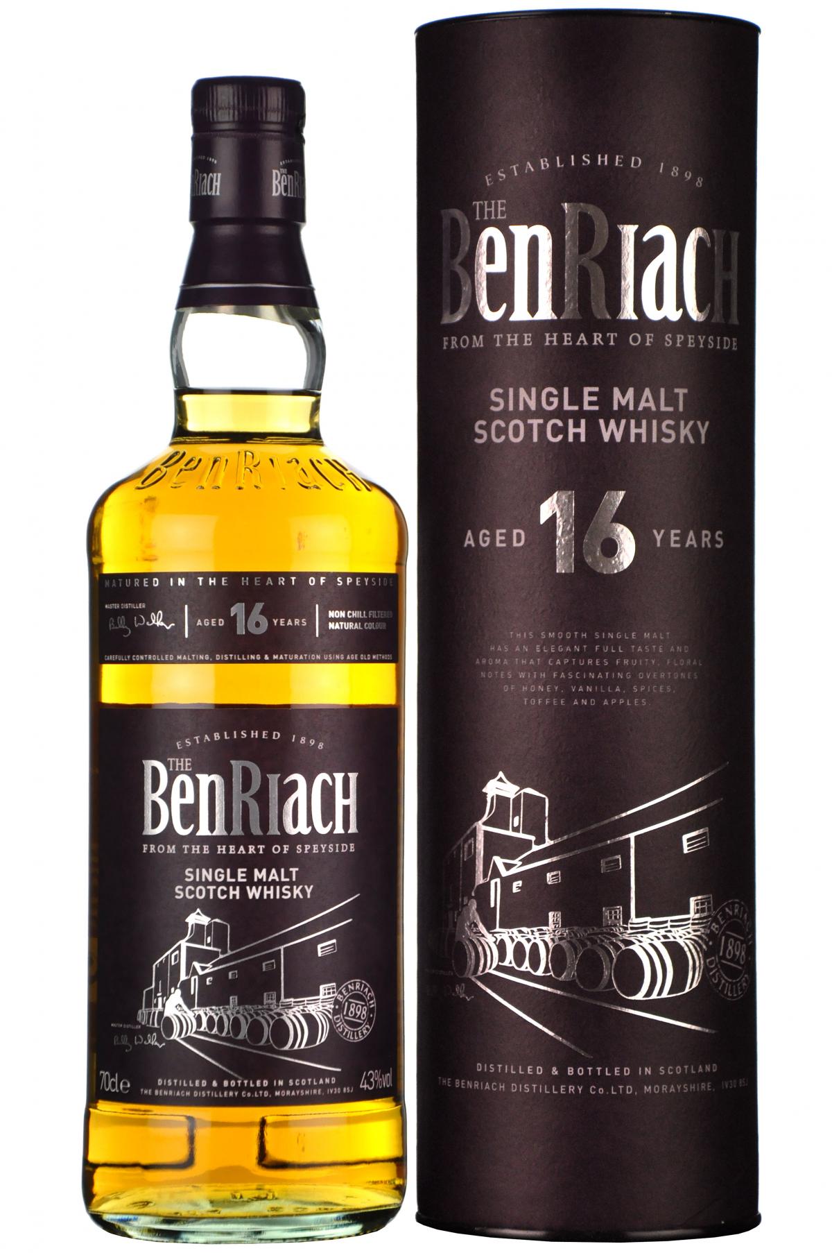 benriach 16 year old, speyside single malt scotch whisky,