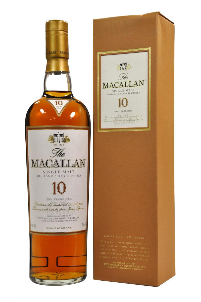 macallan 10 year old, sherry oak, speyside single malt scotch whisky