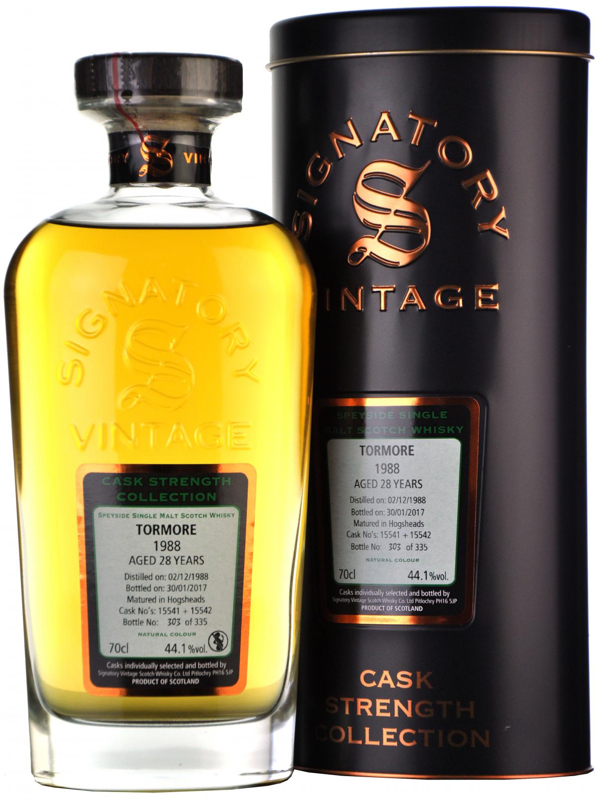 tormore 1988, 28 year old, signatory vintage cask 15541 + 15542,
