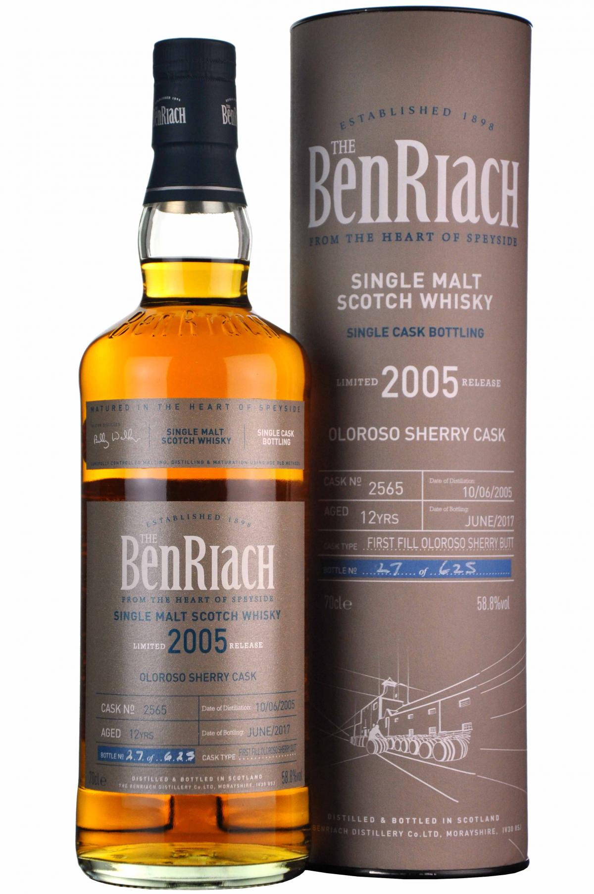 benriach 2005, 12 year old, single cask 2565, batch 14,