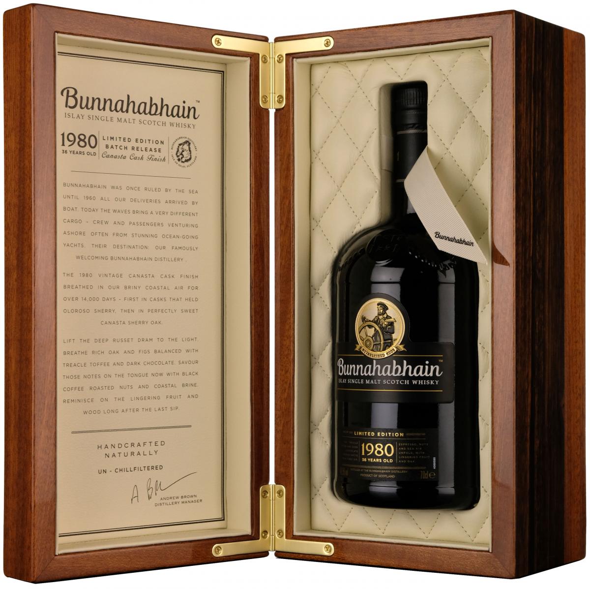 Bunnahabhain 1980, 36 year old, islay single malt scotch whisky,
