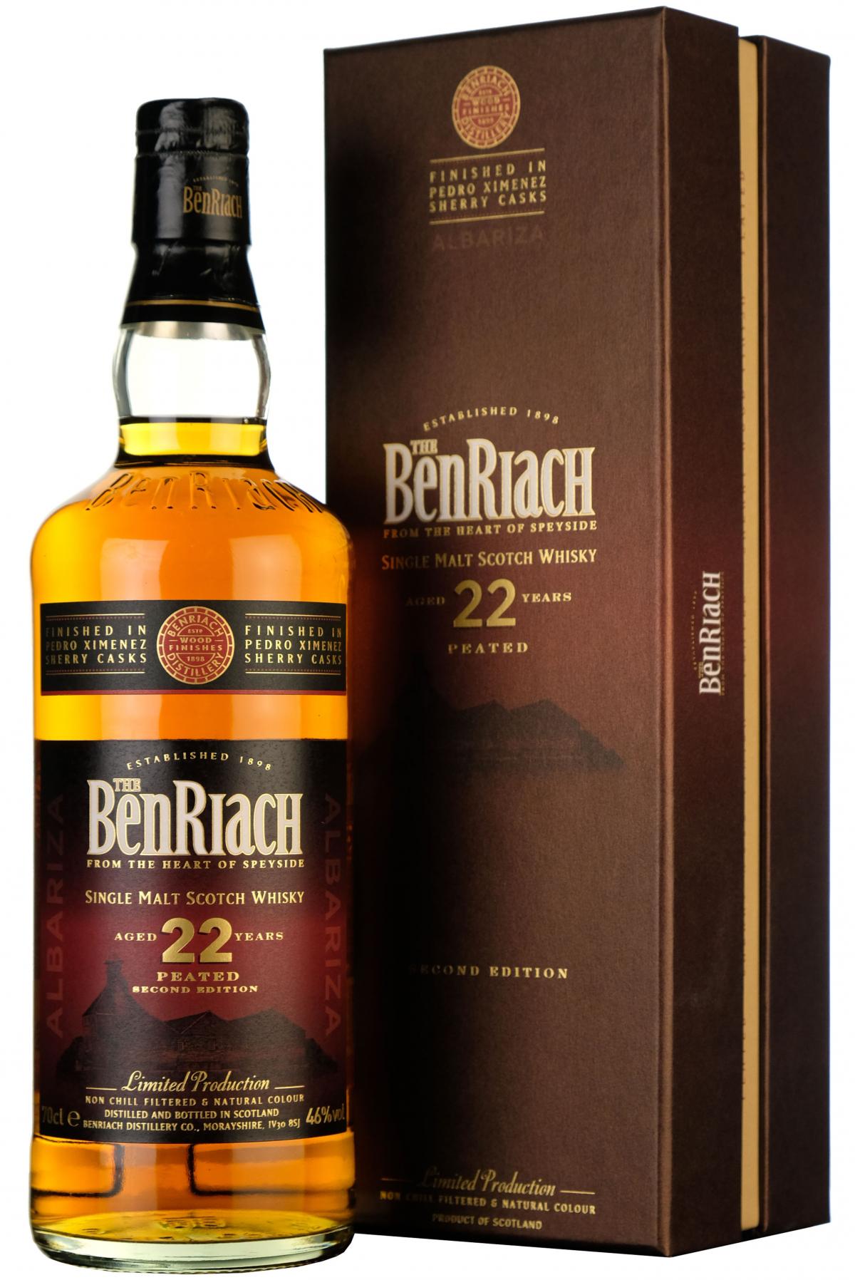 benriach 22 year old, finished in pedro ximenez sherry casks,
