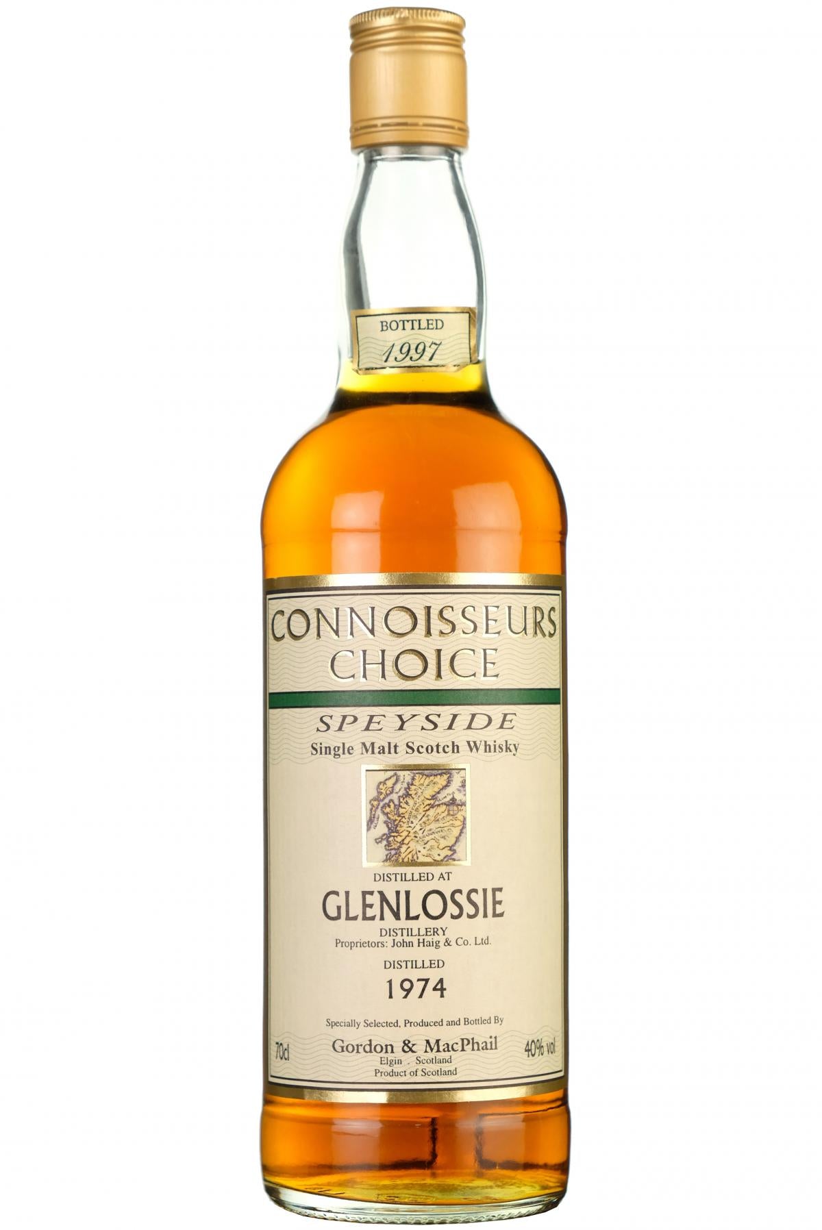 glenlossie 1974, connoisseurs choice, bottled 1997 by gordon and macphail,