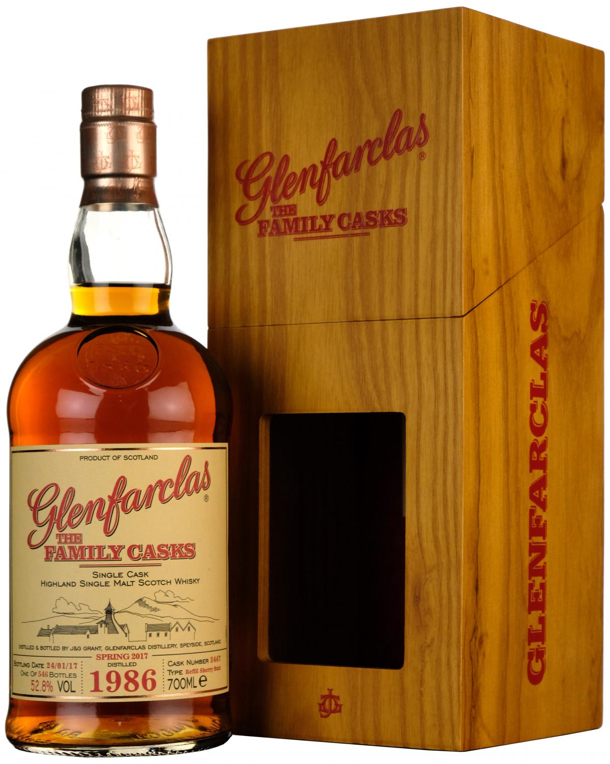 glenfarclas 1986, the family cask 3447, speyside single malt scotch whisky