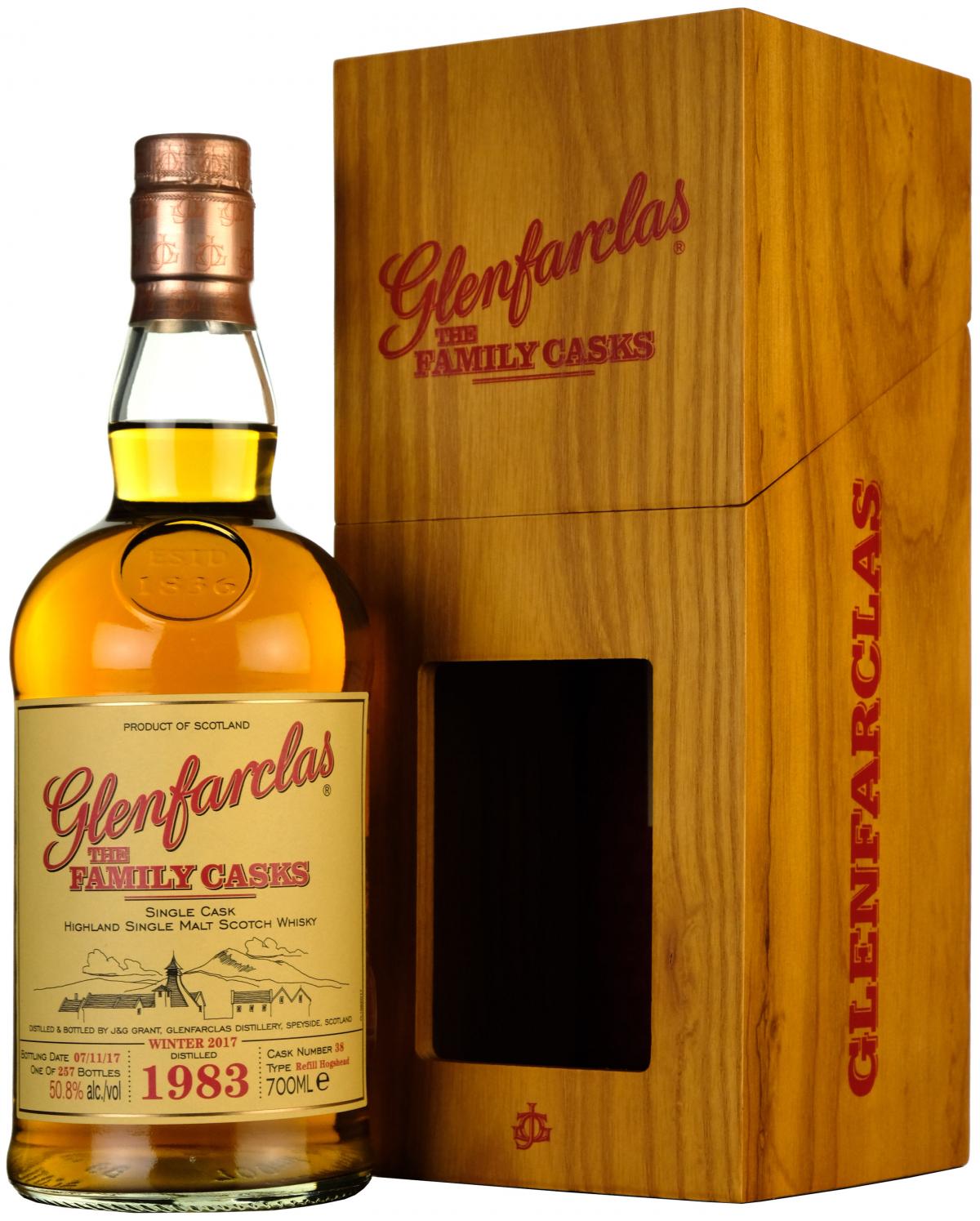 glenfarclas 1983, the family cask 38, speyside single malt scotch whisky