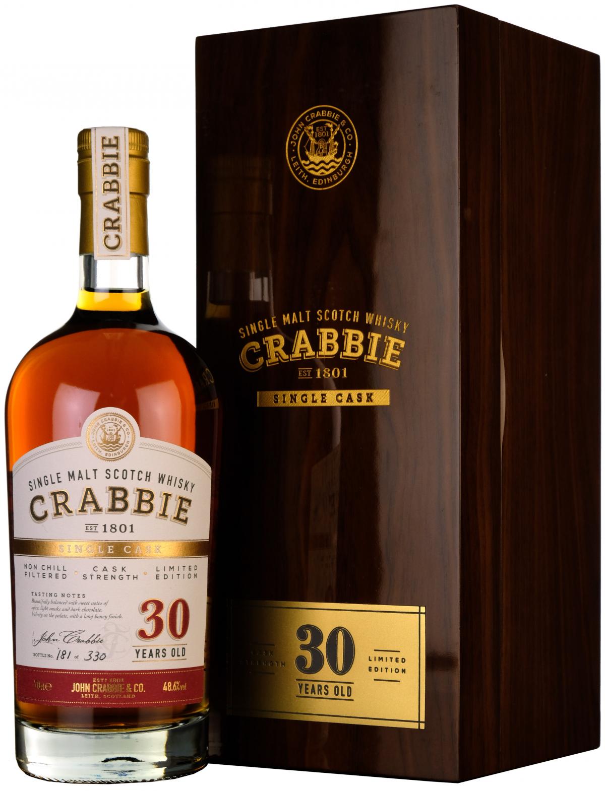 crabbie 30 year old, single cask, sherry butt,
