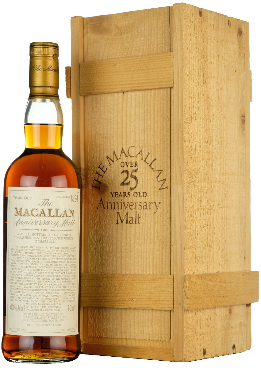 macallan, 1972, 25, year, old, anniversary, malt, bottled, 1998, speyside, single, malt, scotch, whisky, whiskey
