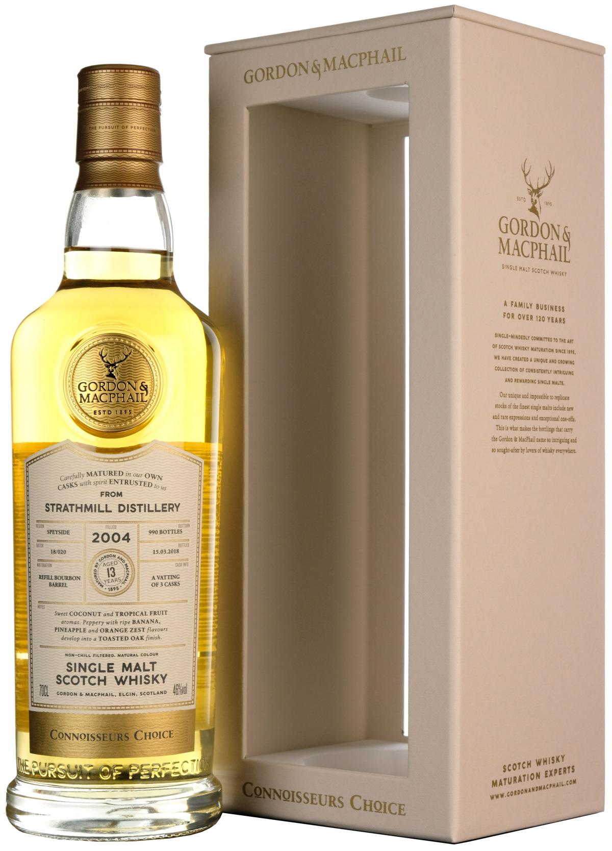 strathmill 2004, 13 year old, connoisseurs choice, gordon and macphail whisky,